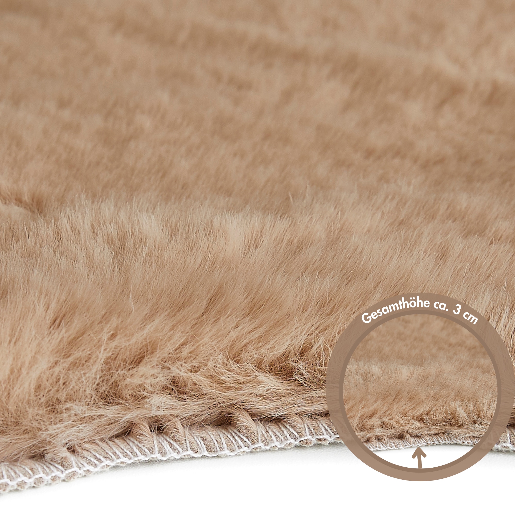 my home Tapis en fourrure »Lugano« En forme de fourrure 30 mm Höhe Kunstfell, Uni Farben, weich & kuschelig, auch als 2er Set erhältlich