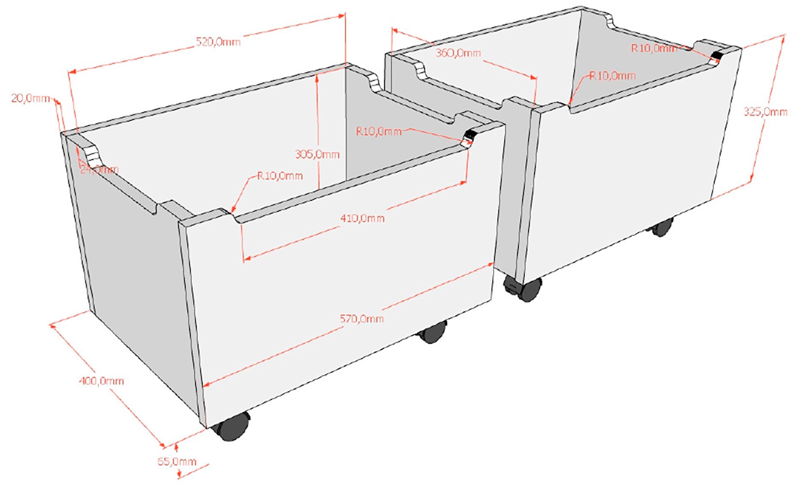 Vipack Massivholzbett »Forrest Made in Europe, stabil und hochwertig gebaut, mit 2 Rollboxen« 90/200 cm, mit Rollrost und Leiter, seitenverkehrt montierbar,  inkl. umlaufenden Absturzschutz in Sprossenoptik, Buche weiss lackiert