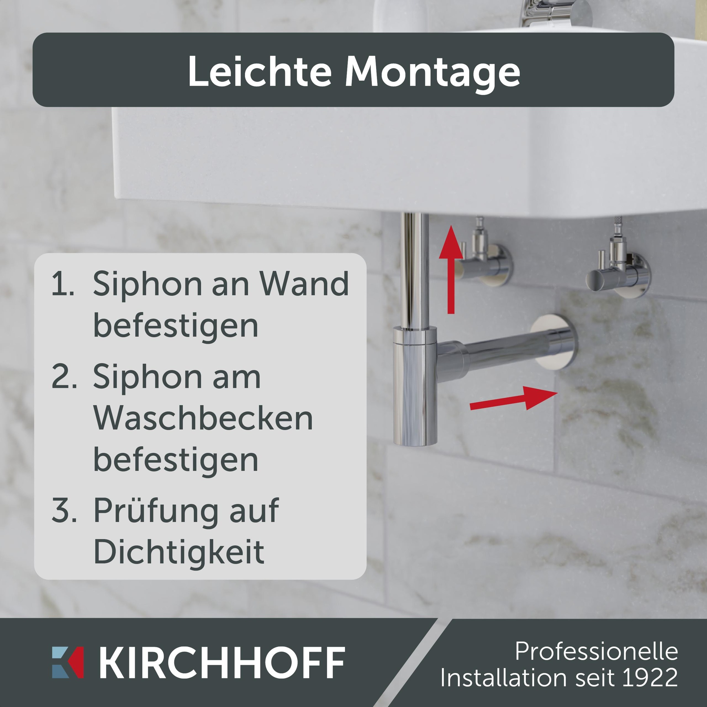 Kirchhoff Siphon »Design Flaschensiphon inkl. Reinigungsöffnung« Röhrengeruchsverschluss für Waschbecken/Waschtische