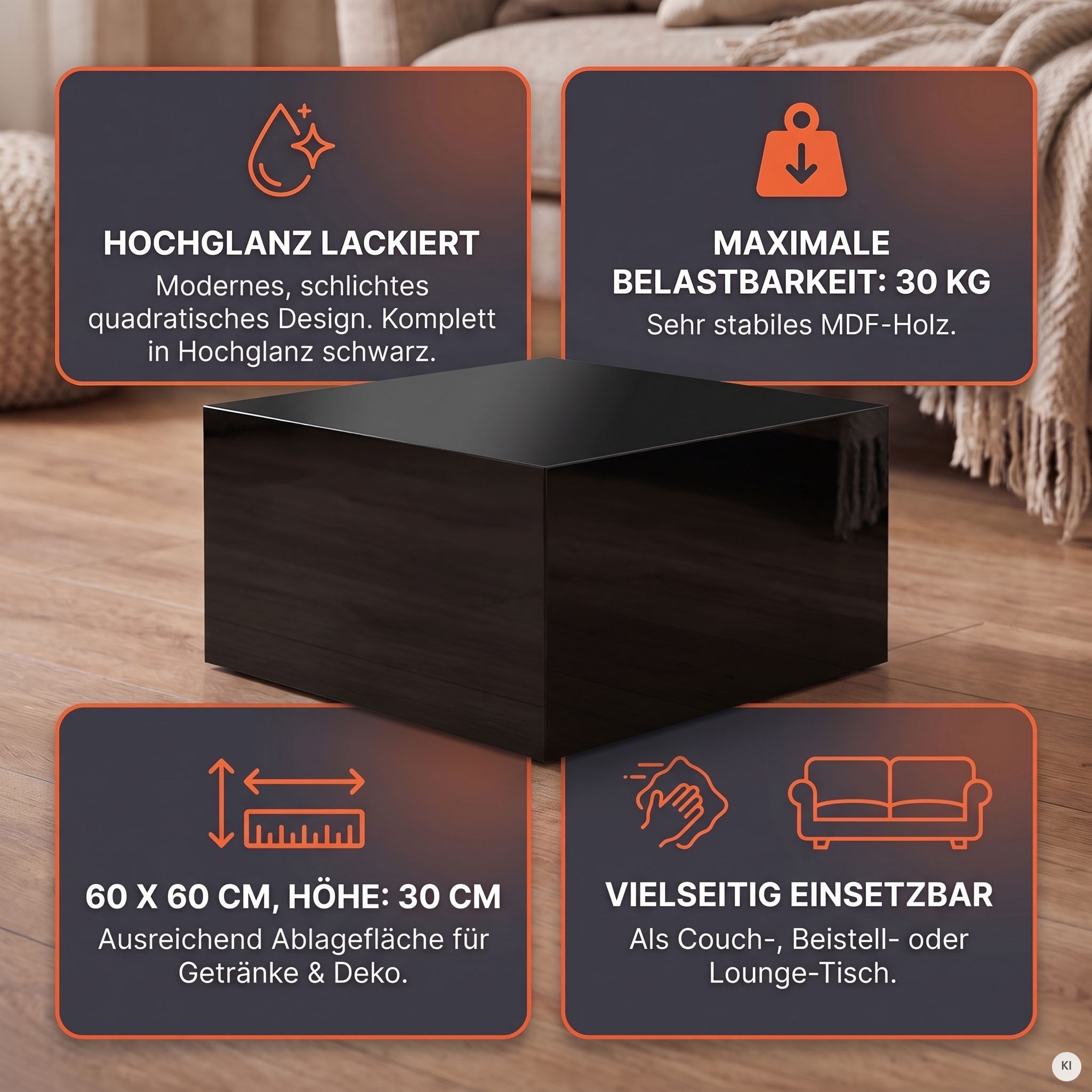 SalesFever Couchtisch Schnörkelloses Design trifft auf ultramoderne Hochglanzoptik