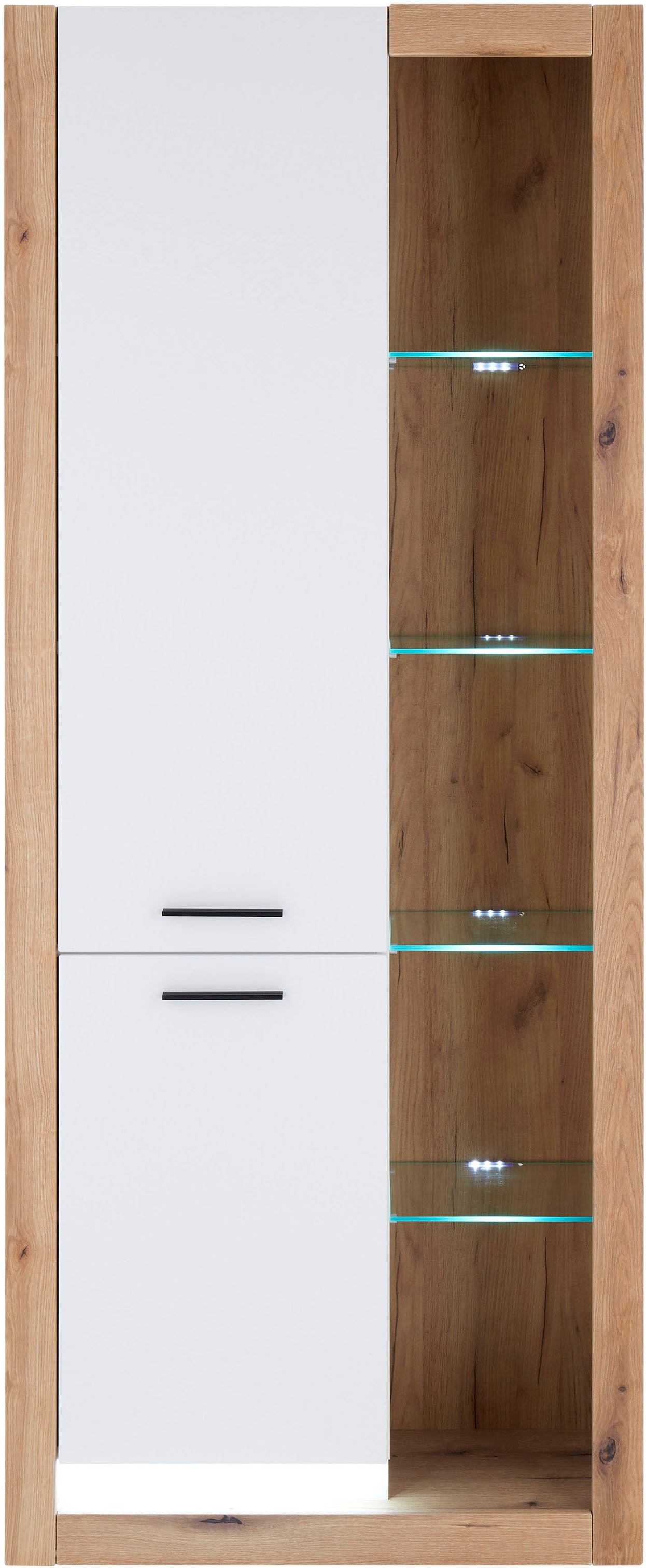 INOSIGN Vitrine »Brixen, Vitrinenschrank in Eiche Dekor, moderne Standvitrine«, Metallgriffe, ausreichend Stauraum, vielseitig einsetzbar, 80 cm breit