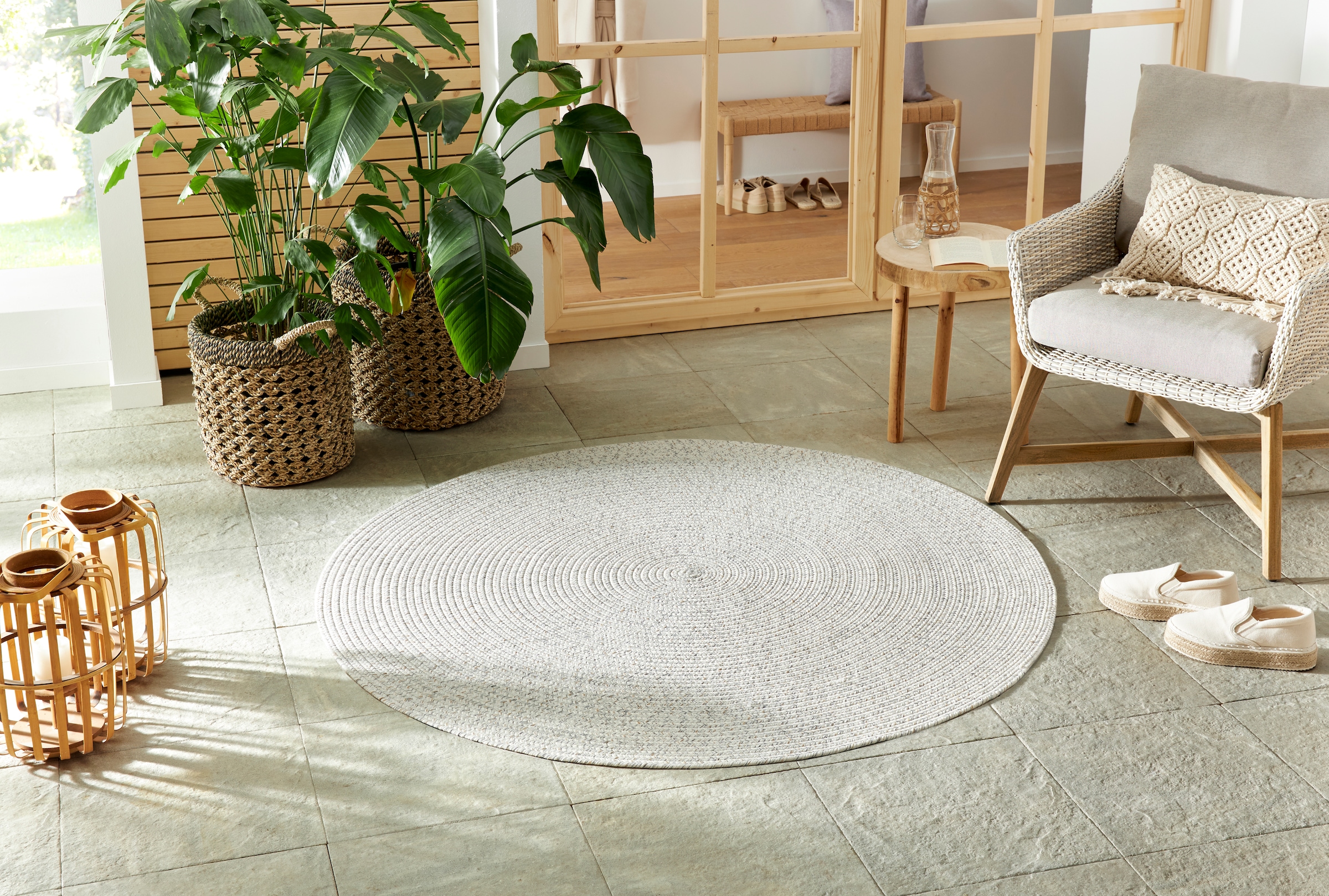 Image of HANSE Home Teppich "Trenzado" rund 10 mm Höhe In- & Outdoor, Handmade-Look, Gewebt, Wetterfest, Balkon, Wohnzimmer