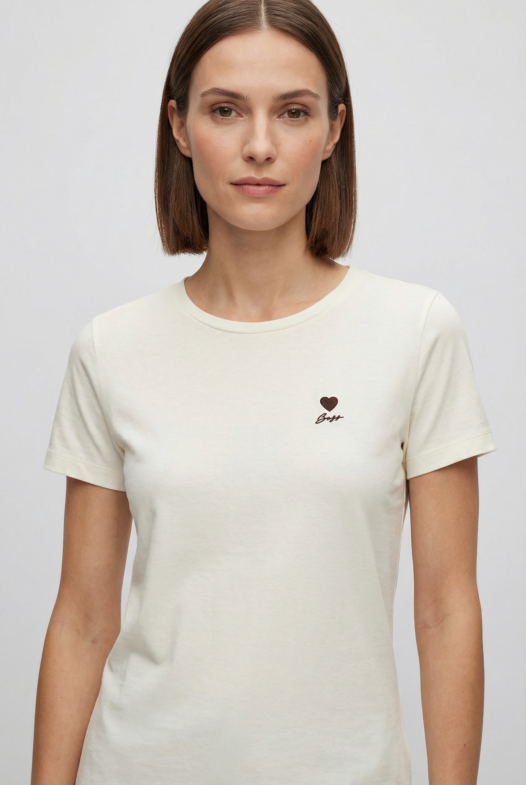 Image of BOSS ORANGE T-Shirt "Elove Premium Damenmode" aus Baumwolle, Rundhals