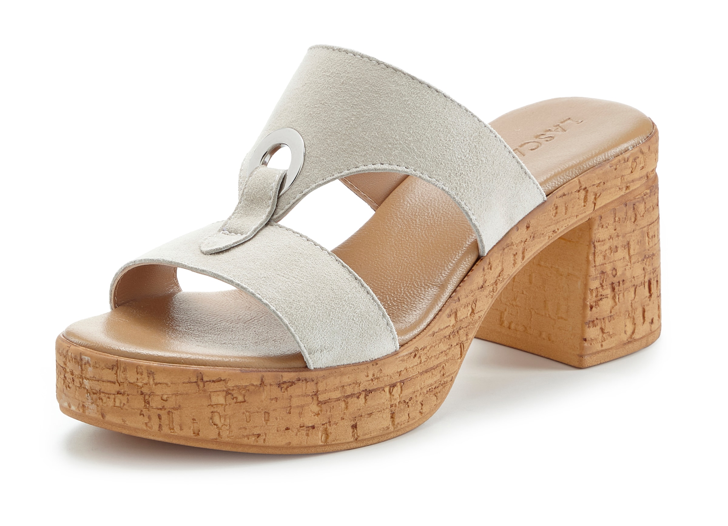 LASCANA Pantolette »Sandale, Mule, offener Schuh, Sommerschuh,«  aus Leder mit Blockabsatz