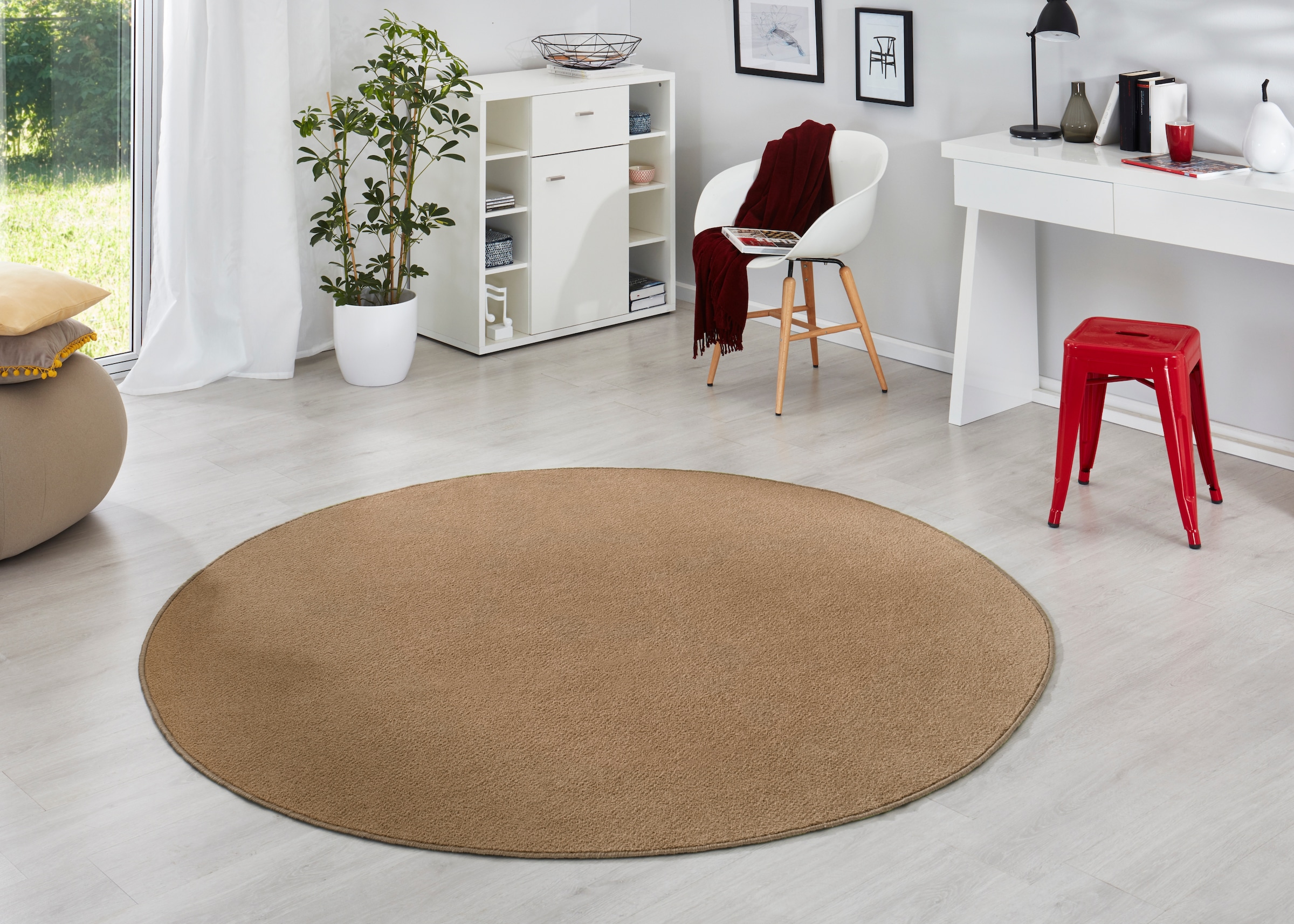 HANSE Home Teppich »Fancy« rund 7 mm Höhe Kurzflor, Weich, Einfarbig, Wohnzimmer, Schlafzimmer, Esszimmer