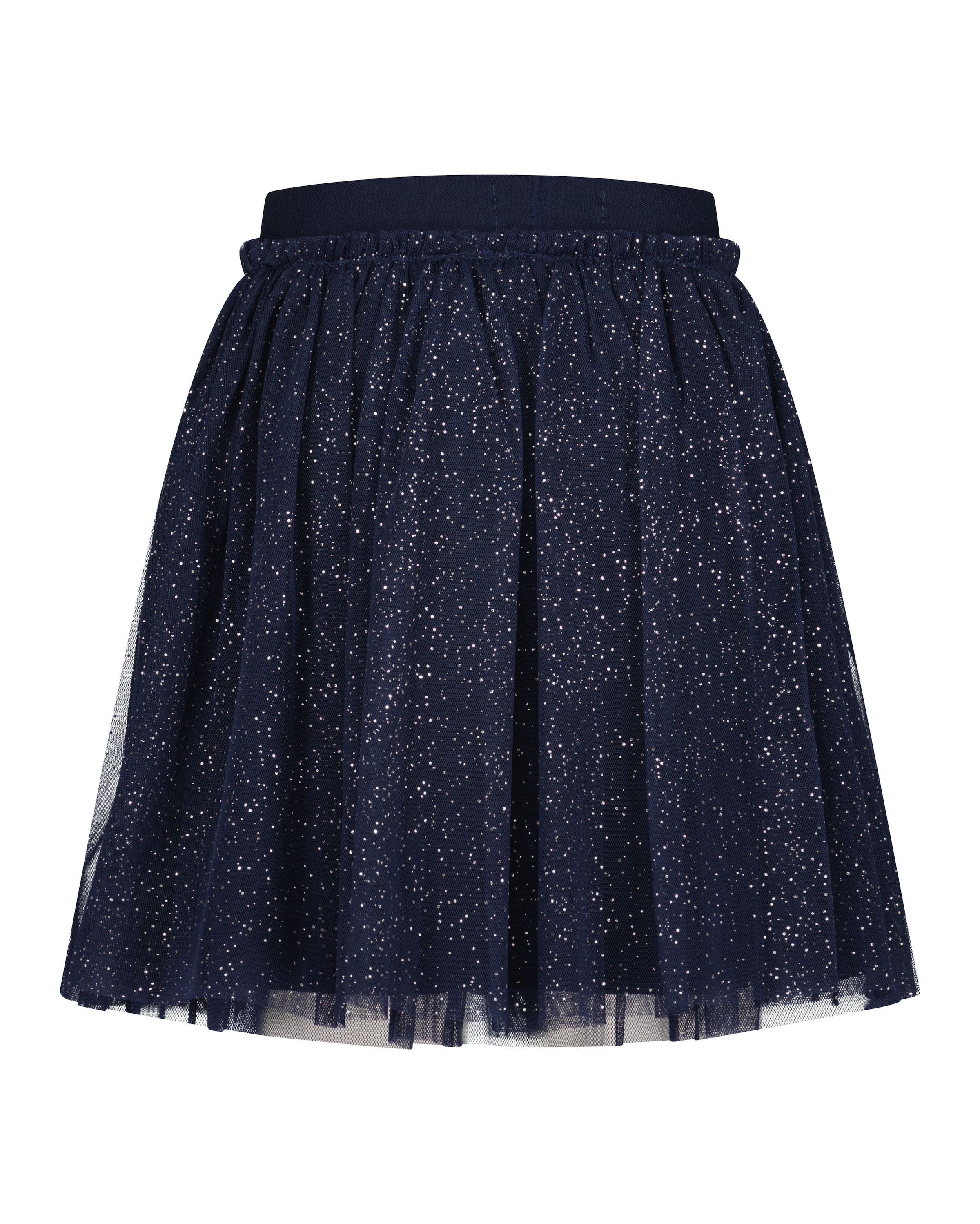 Blue Seven avec sur-jupe en tulle, imprimé brillant global et ceinture élastique