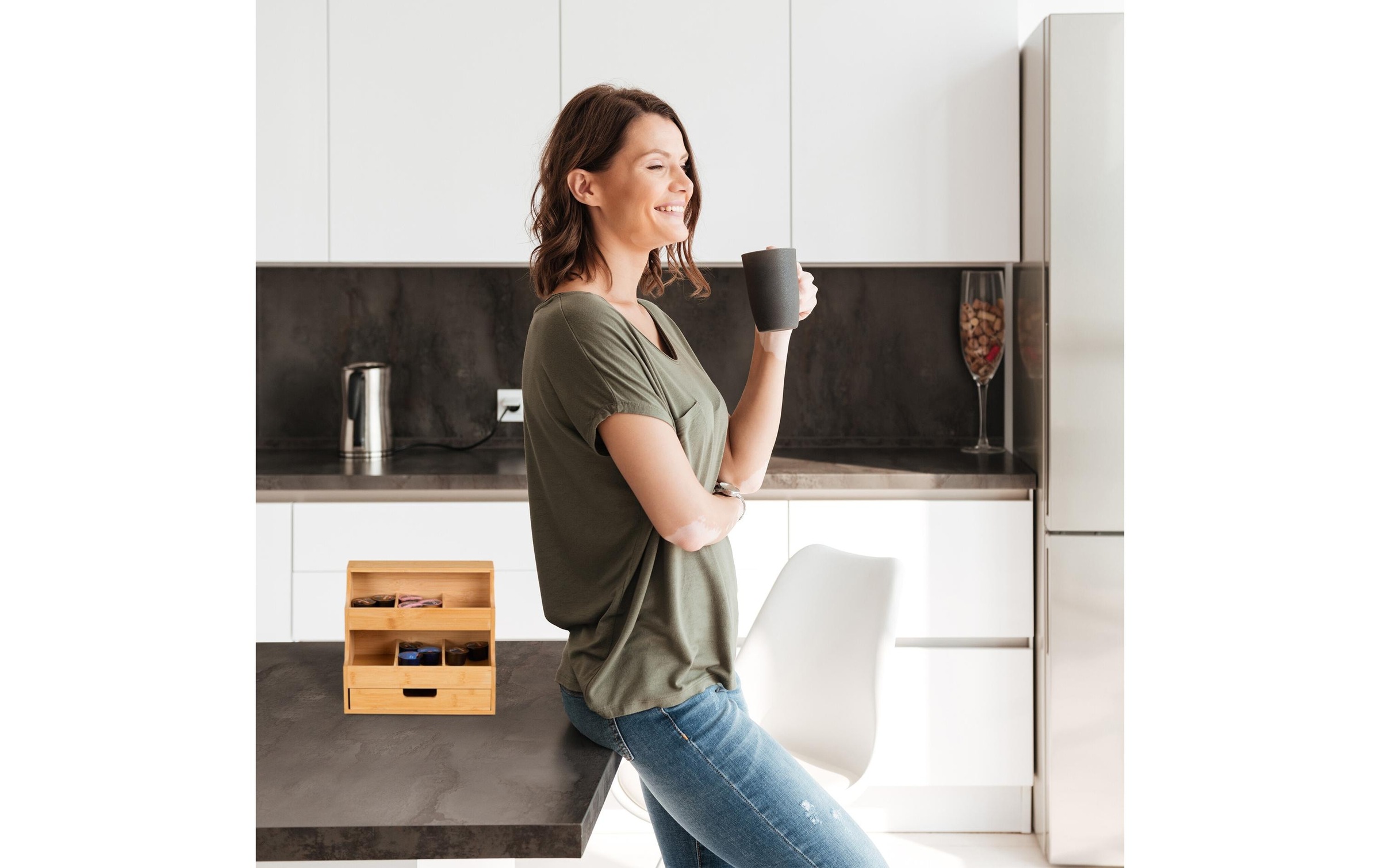 relaxdays Teebox »mit Schublade 9 Fächer« 1 Stk. tlg.