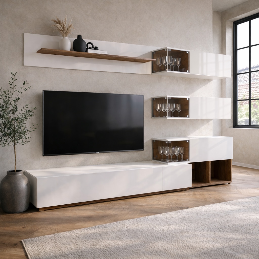 GOODproduct Wohnzimmer-Set »Lego Anbauwand, Wohnkombination, Wohnzimmer-Set« 4 Stk. tlg.