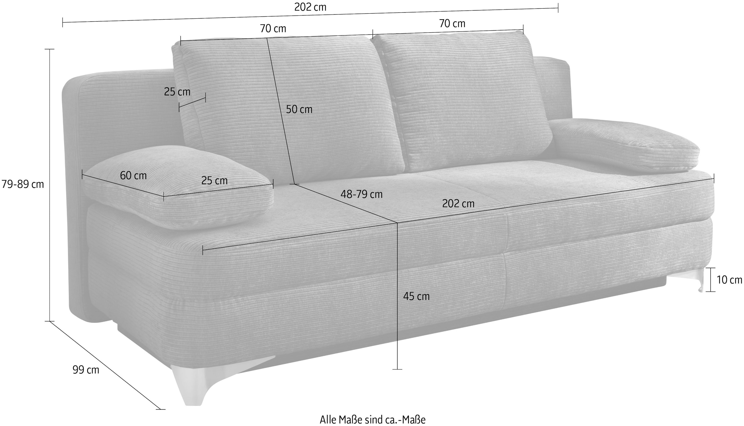 Jockenhöfer Gruppe Schlafsofa »Noah, B: 202 cm, Liegefl.154x202 cm« mit Schlaffunktion & Bettkasten