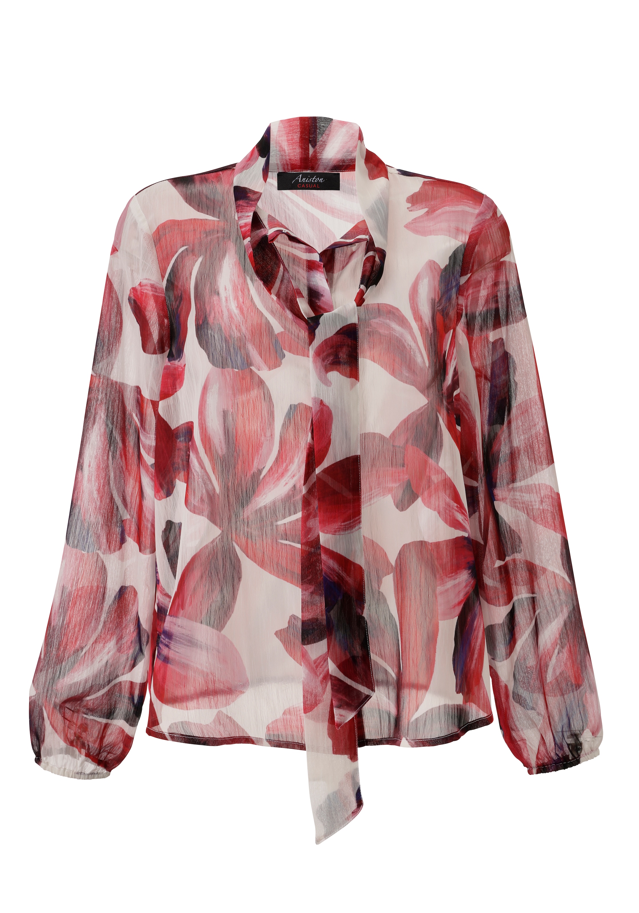 Aniston CASUAL Schluppenbluse, mit grossflächigen, grafischen Blättern bedruckt - NEUE KOLLEKTION