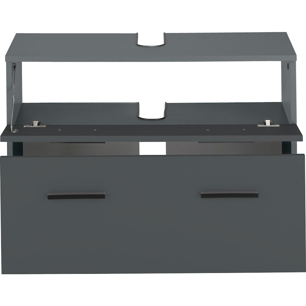 INOSIGN Waschbeckenunterschrank »Skara«, mit Klappe und Schubkasten, schwarze Griffe, Breite 80 cm, Höhe 55 cm