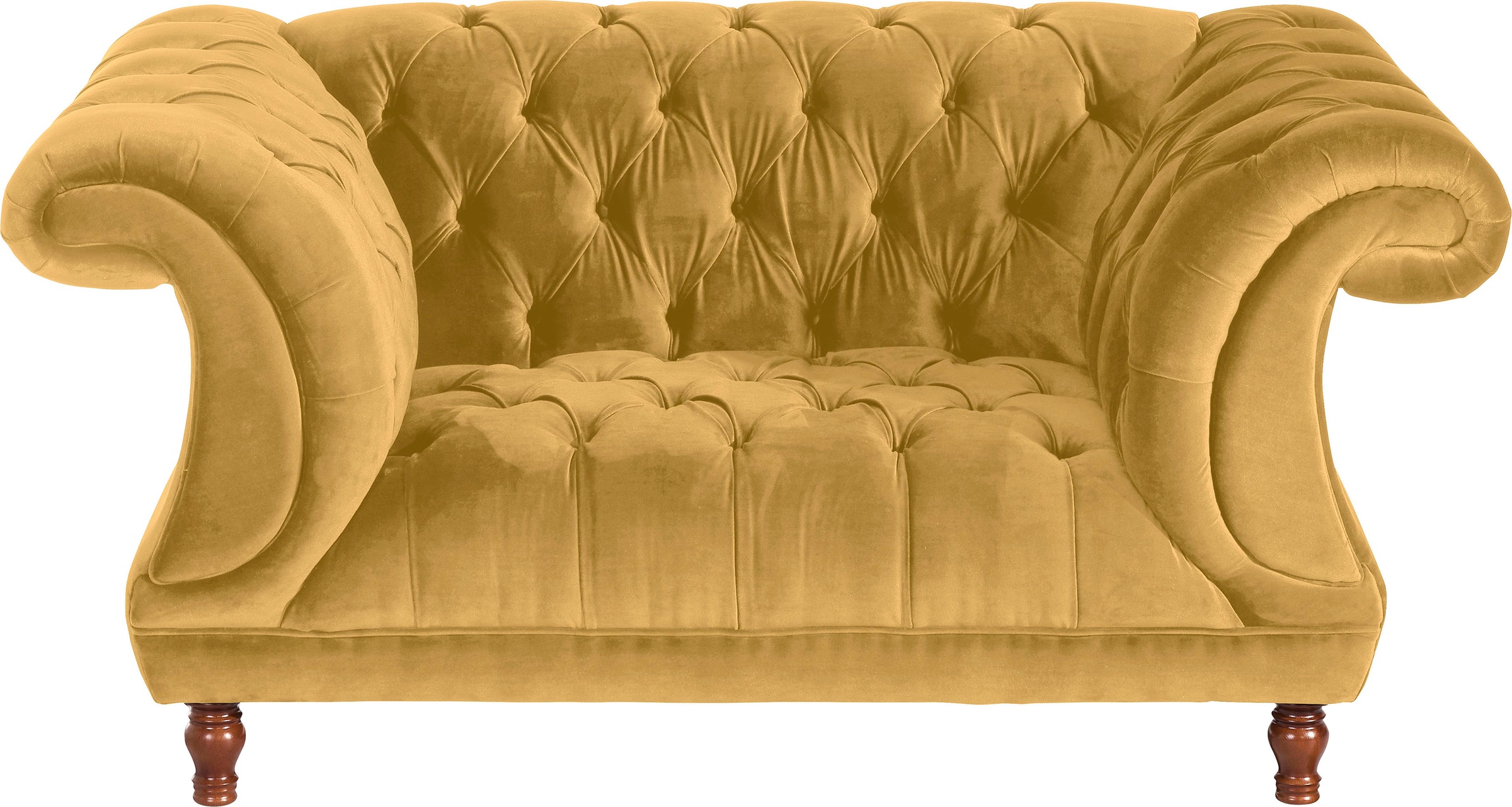 Loveseat »Isabelle«, Knopfheftung & gedrechselten Füssen in Buche Nussbaum, Breite 167 cm