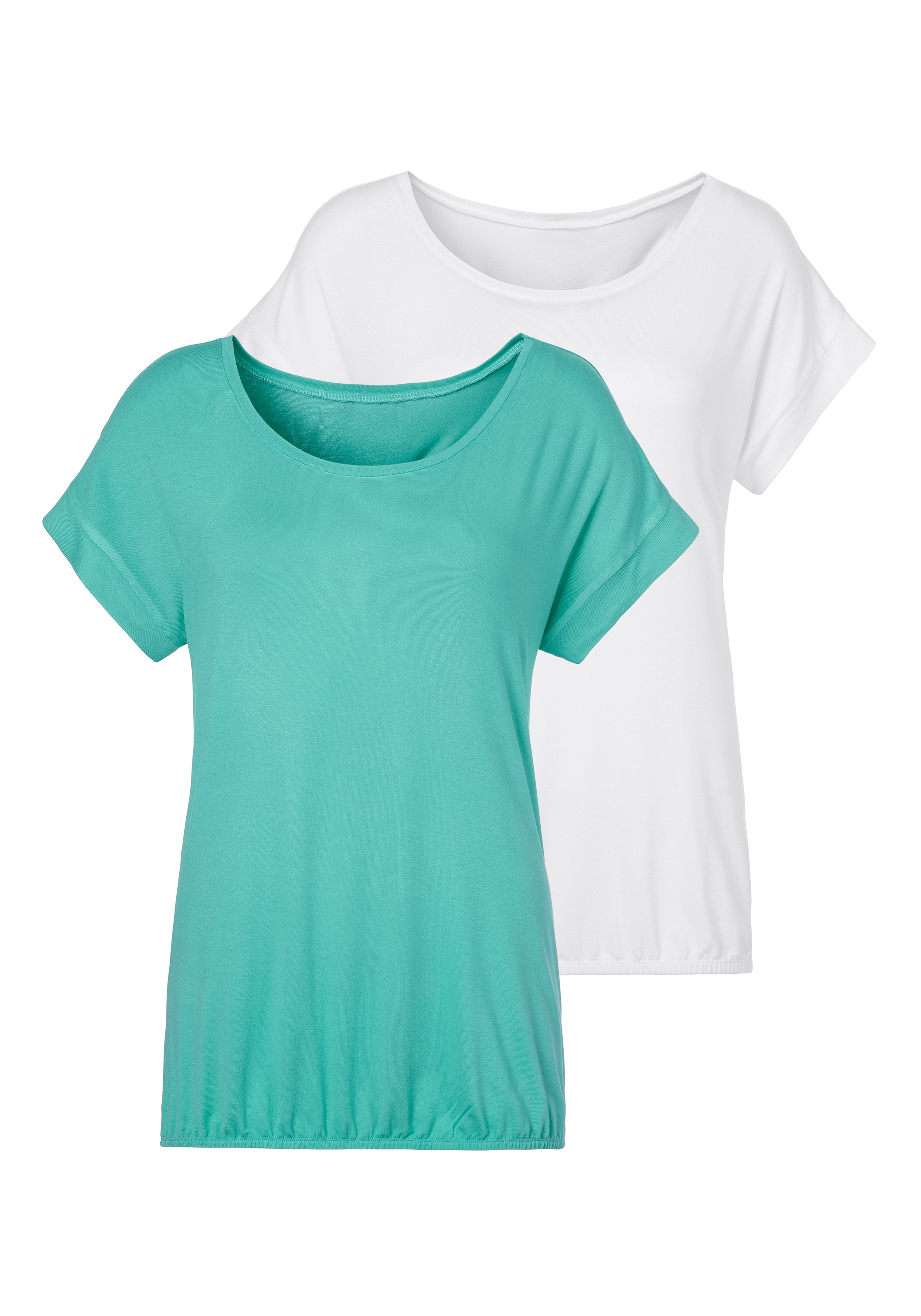 Vivance T-Shirt, (2er-Pack), mit elastischem Saumabschluss