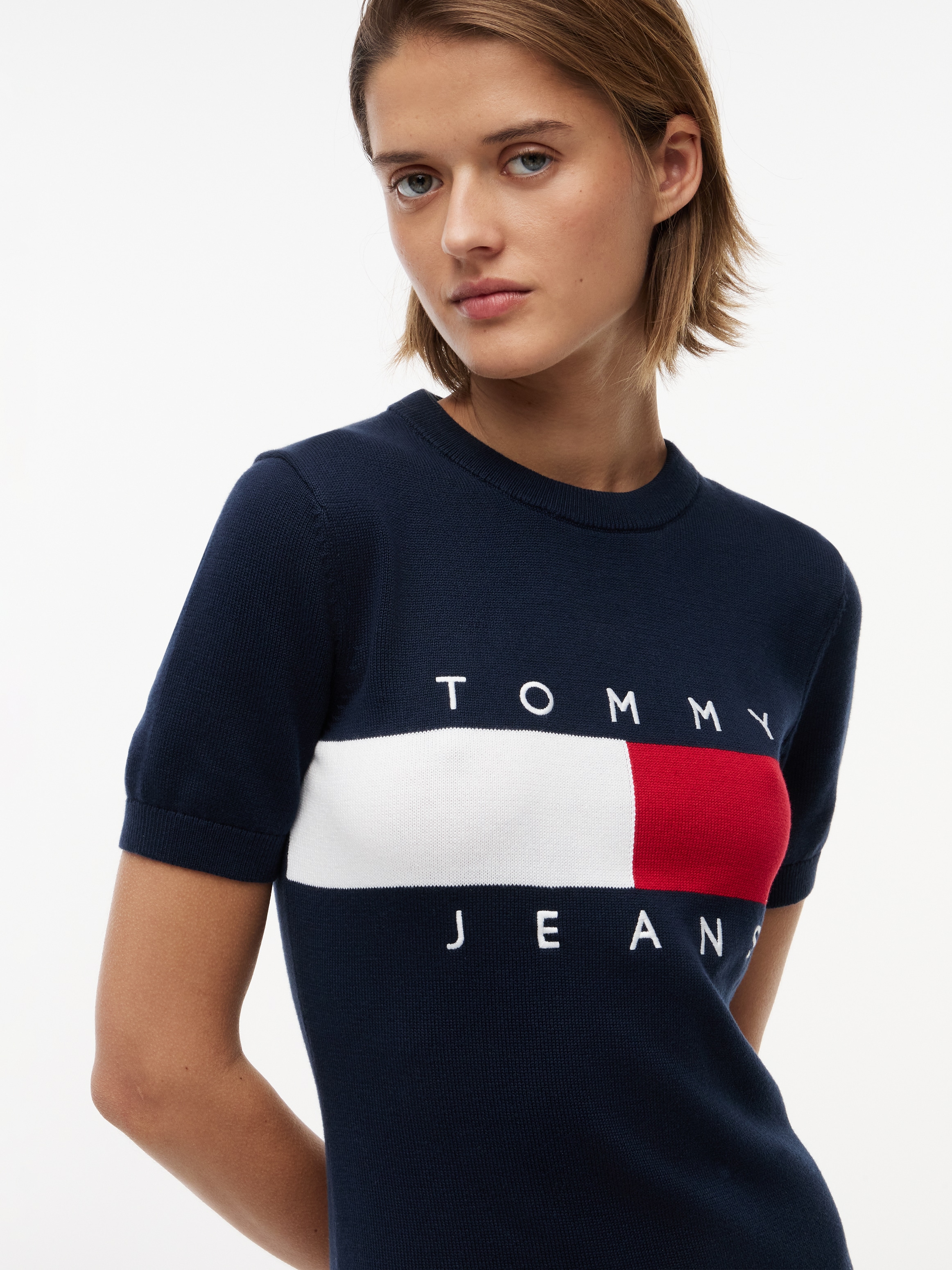 Tommy Jeans Robe en sweat »TJW FLAG SS SWEATER DRESS« Baumwolle