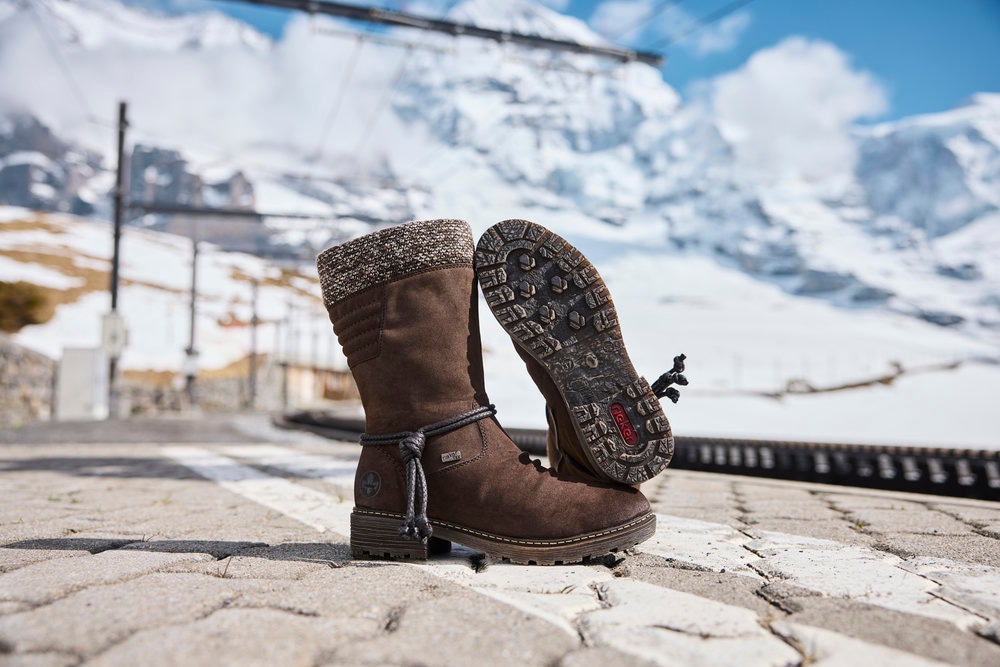 Rieker Winterstiefel  Winterboots, Blockabsatz, TEX-Membran, mit gestricktem Schaftrand