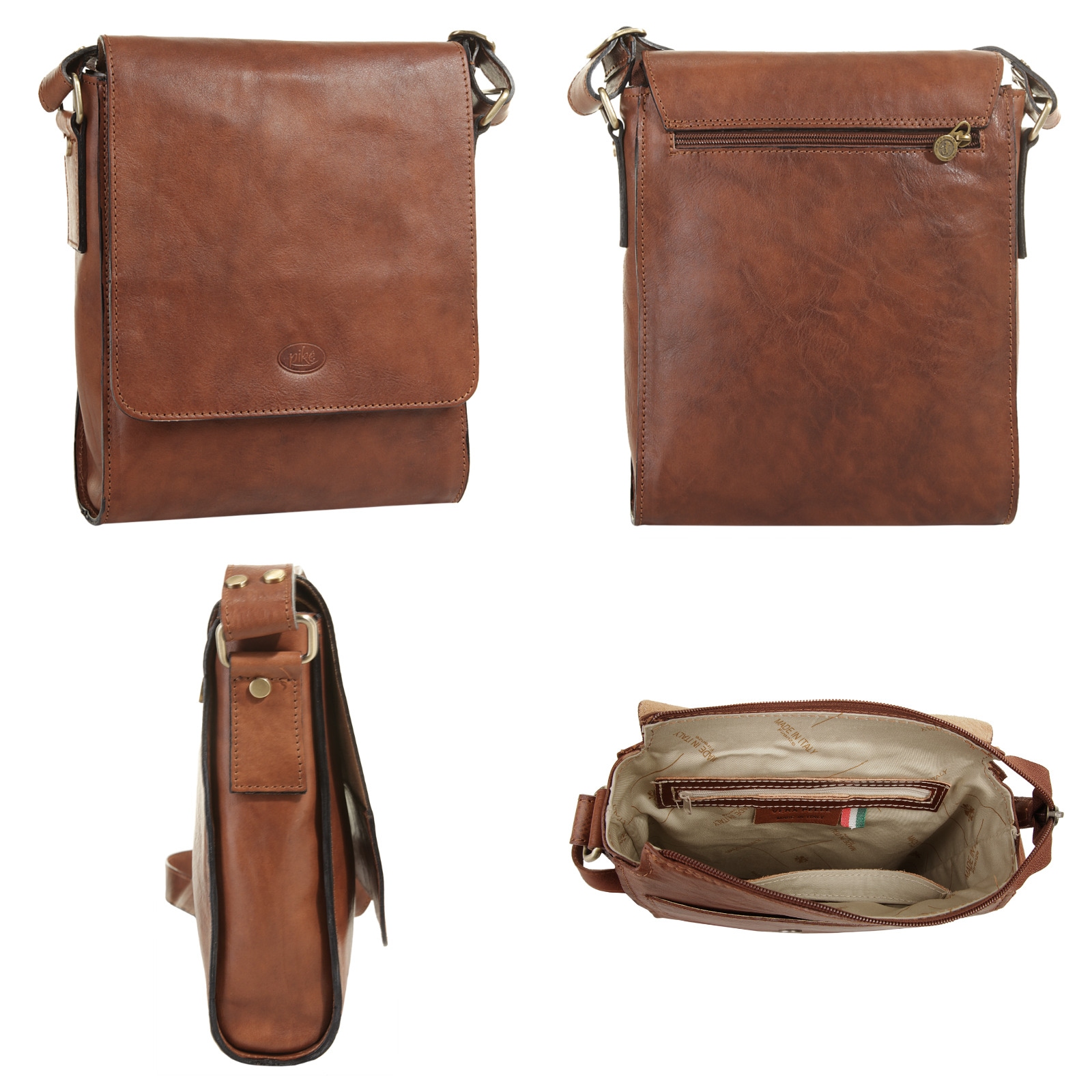 Piké Umhängetasche, echt Leder, Made in Italy