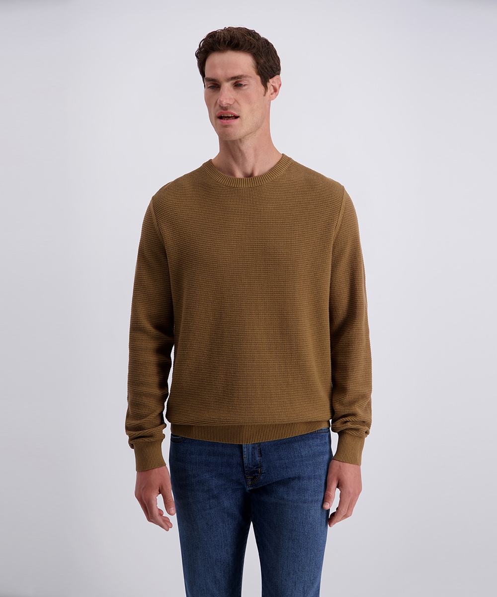 Image of Pierre Cardin Rundhalspullover mit Waffelstruktur- Muster