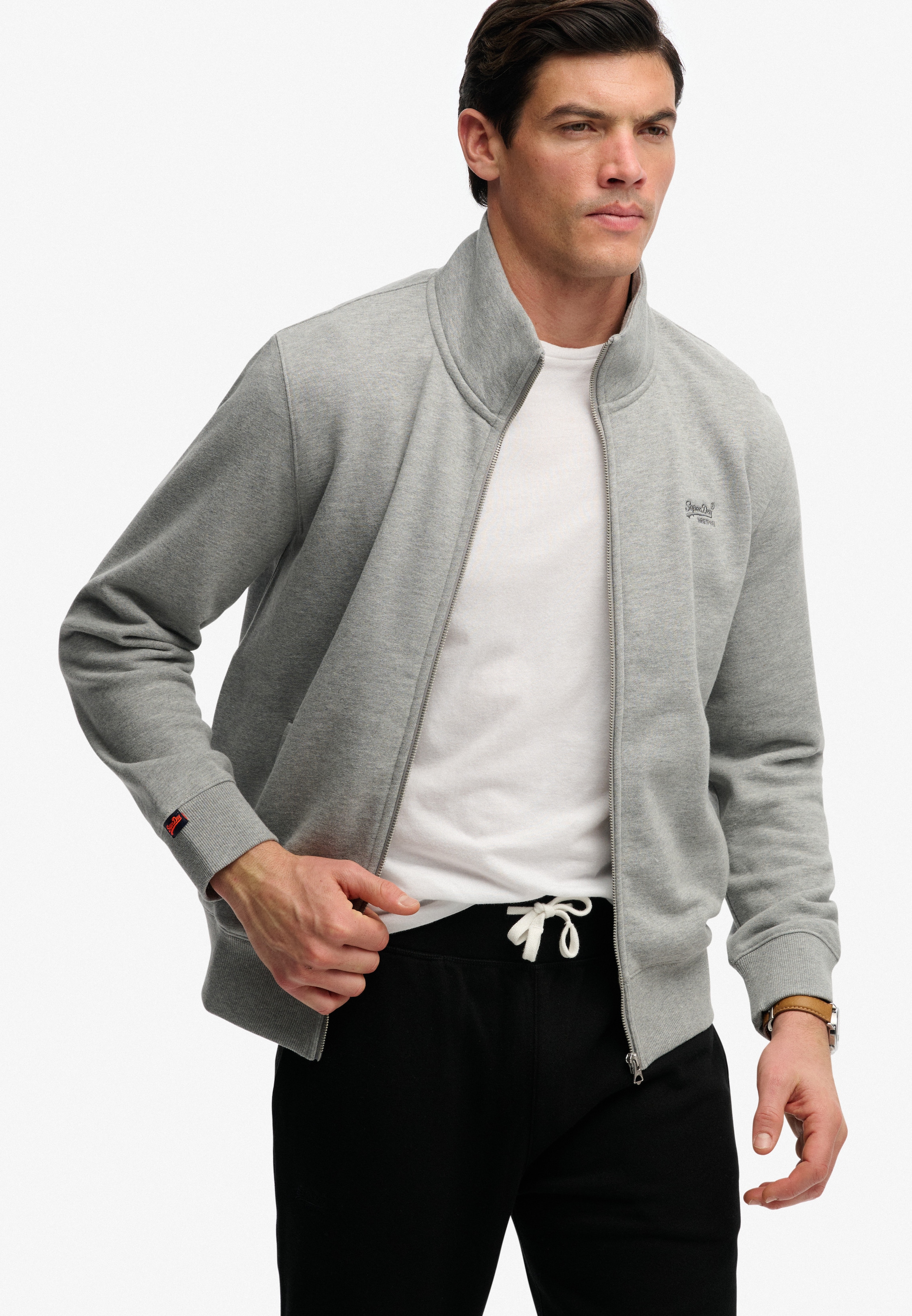Image of Superdry Sweatshirt "ESSENTIAL LOGO TRACK TOP", mit Reissverschluss, aus Baumwolle und Polyester, Loose Fit