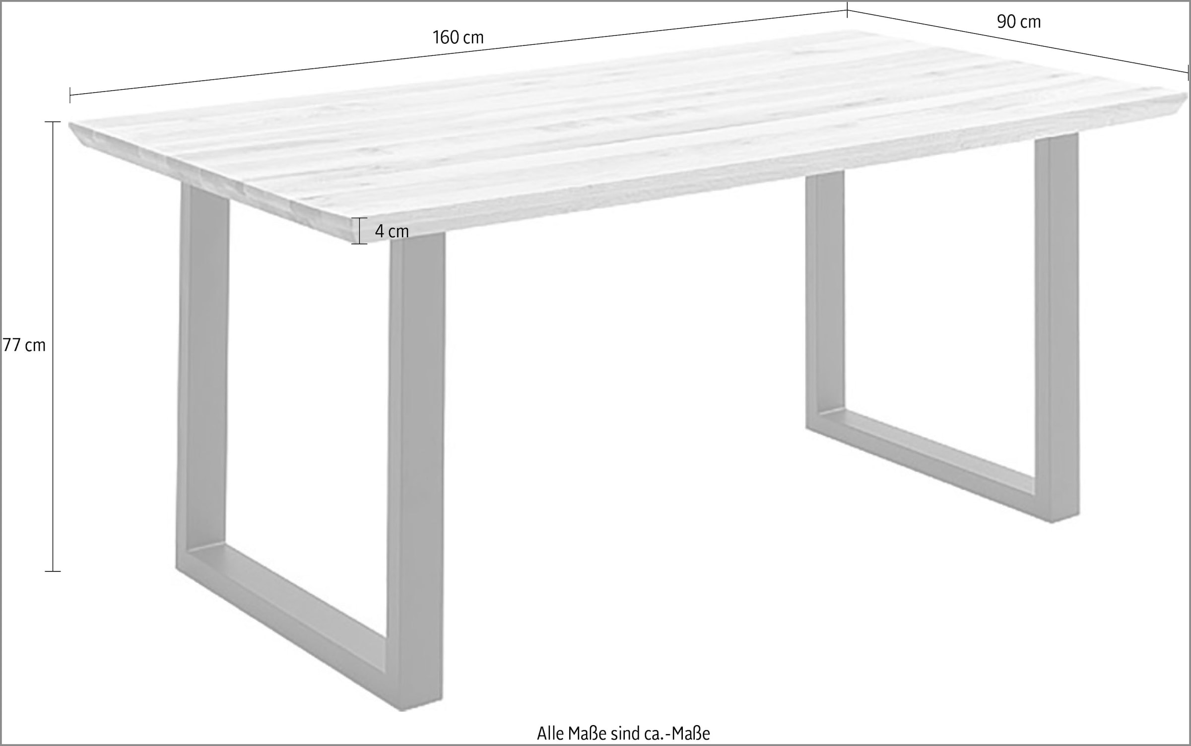 MCA living Table de salle à manger »Palais Esstisch« 1 cuis tlg. durchgehende Lamelle aufgedoppelt