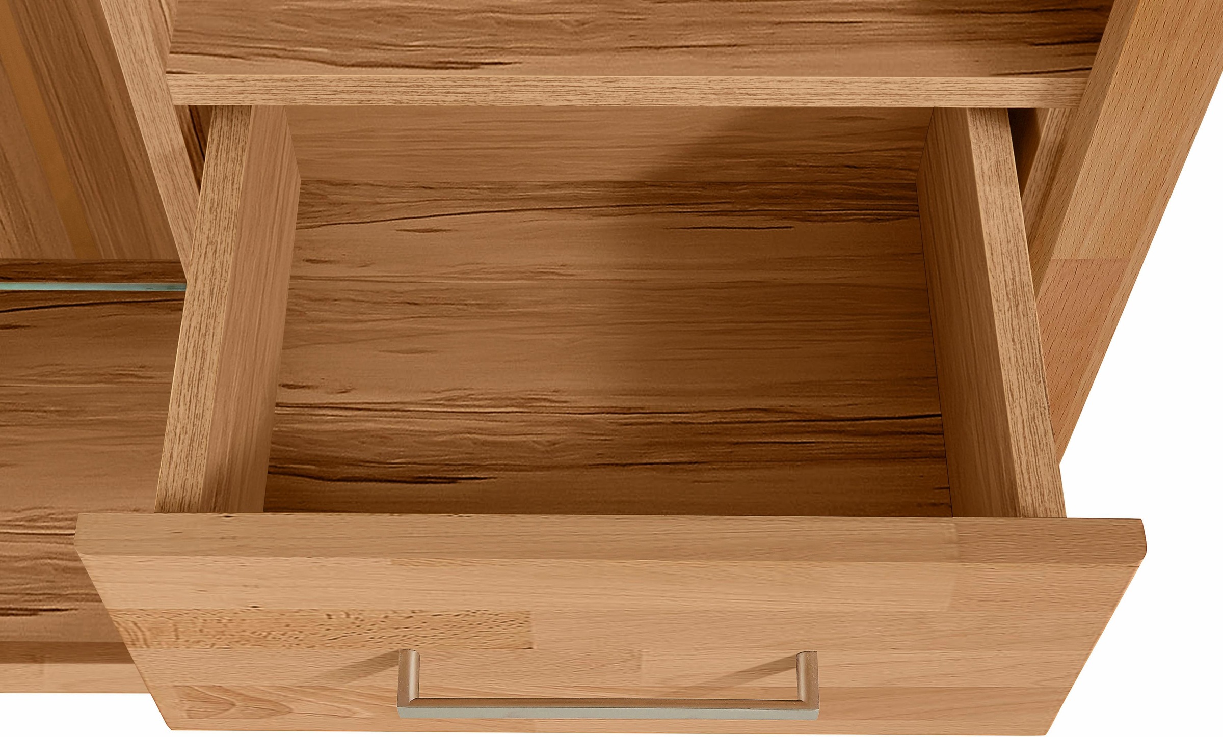 Home affaire Highboard »Ribe,130cm breit145cm hoch,Fronten Massivholz,12 Fächer« Korpus  aus Holzwerkstoff, Metall Griffe,Böden versetzbar