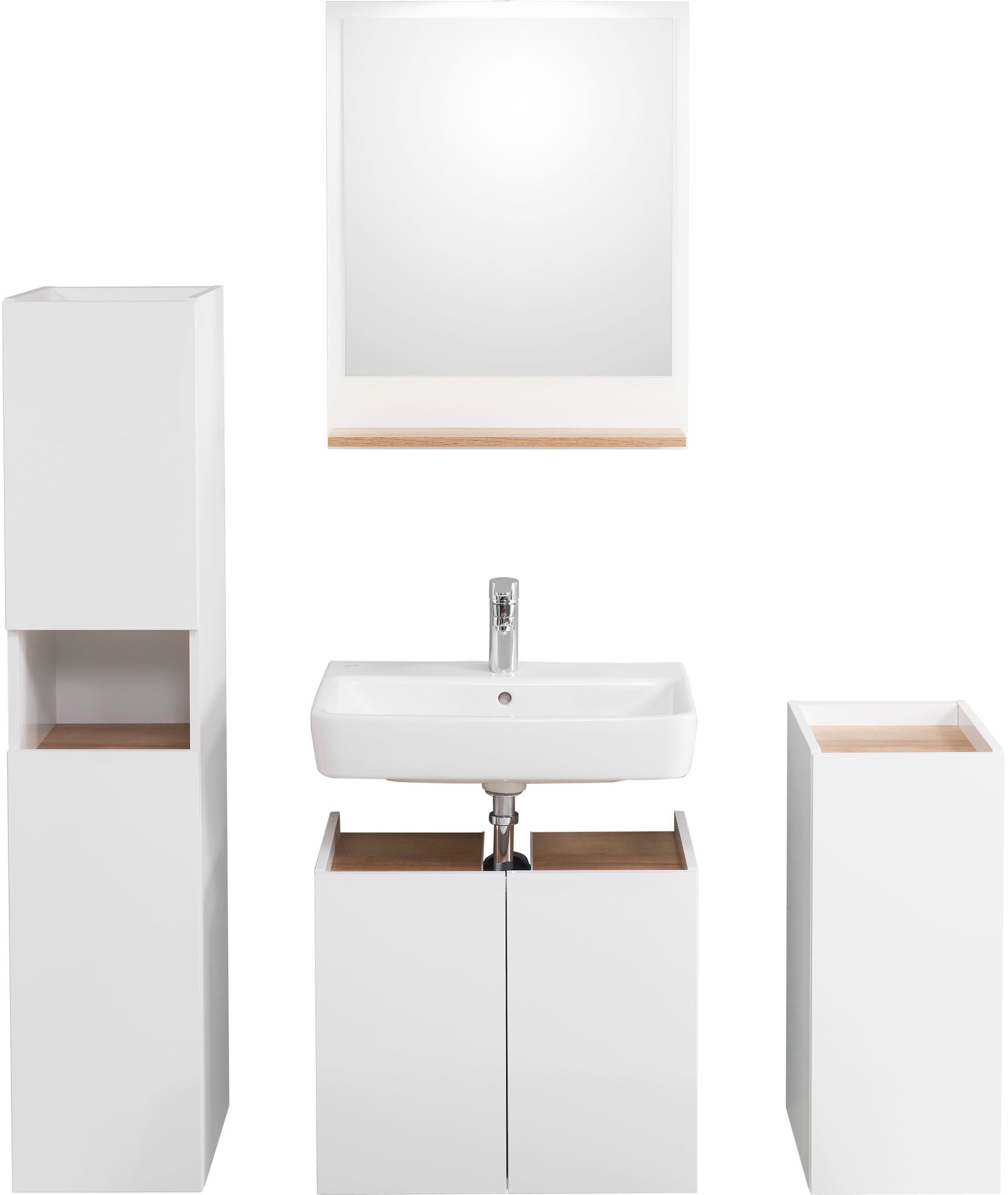 Saphir Badmöbel-Set »Quickset 947 4-teilig, Waschbeckenunterschrank mit Spiegel« 4 Stk. tlg.