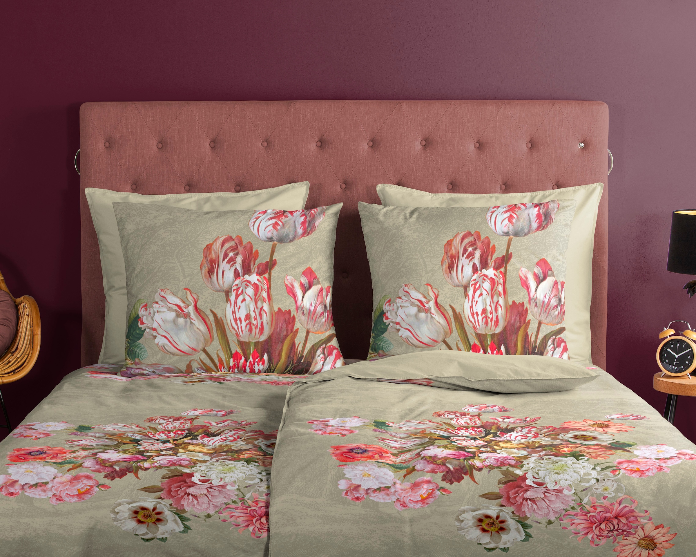 good morning Wendebettwäsche »Miran«, Baumwolle, 135x200, 2 Teilig, Reissverschluss, Wendeoptik, Blumen