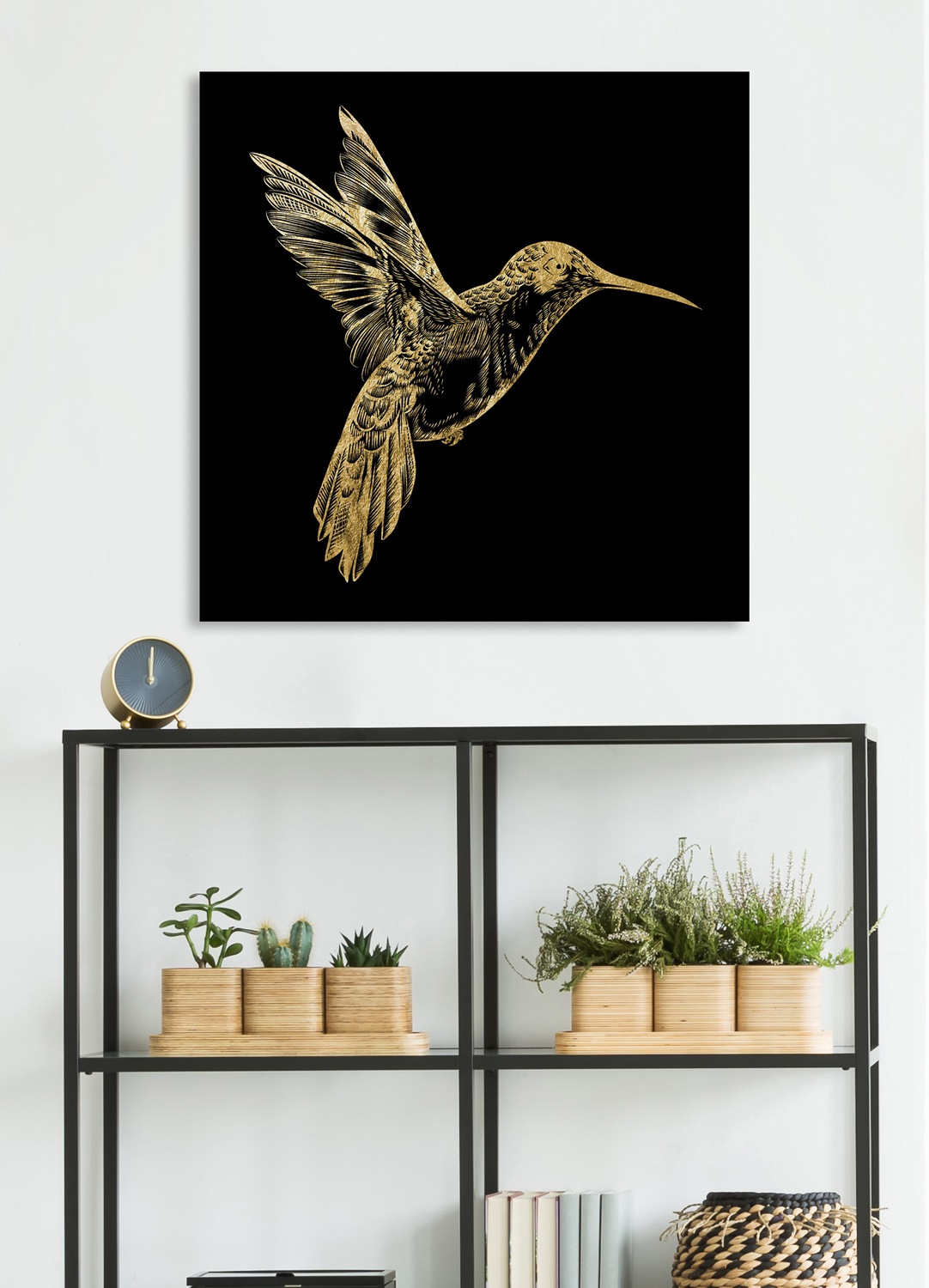 Image of GOODproduct Acrylglasbild "Kolibri - Acrylbilder mit Blattgold veredelt" Kunst Modern Vogelbilder 1 Stk. tlg. Goldveredelung, Handgearbeitet, Gerahmt, Edel