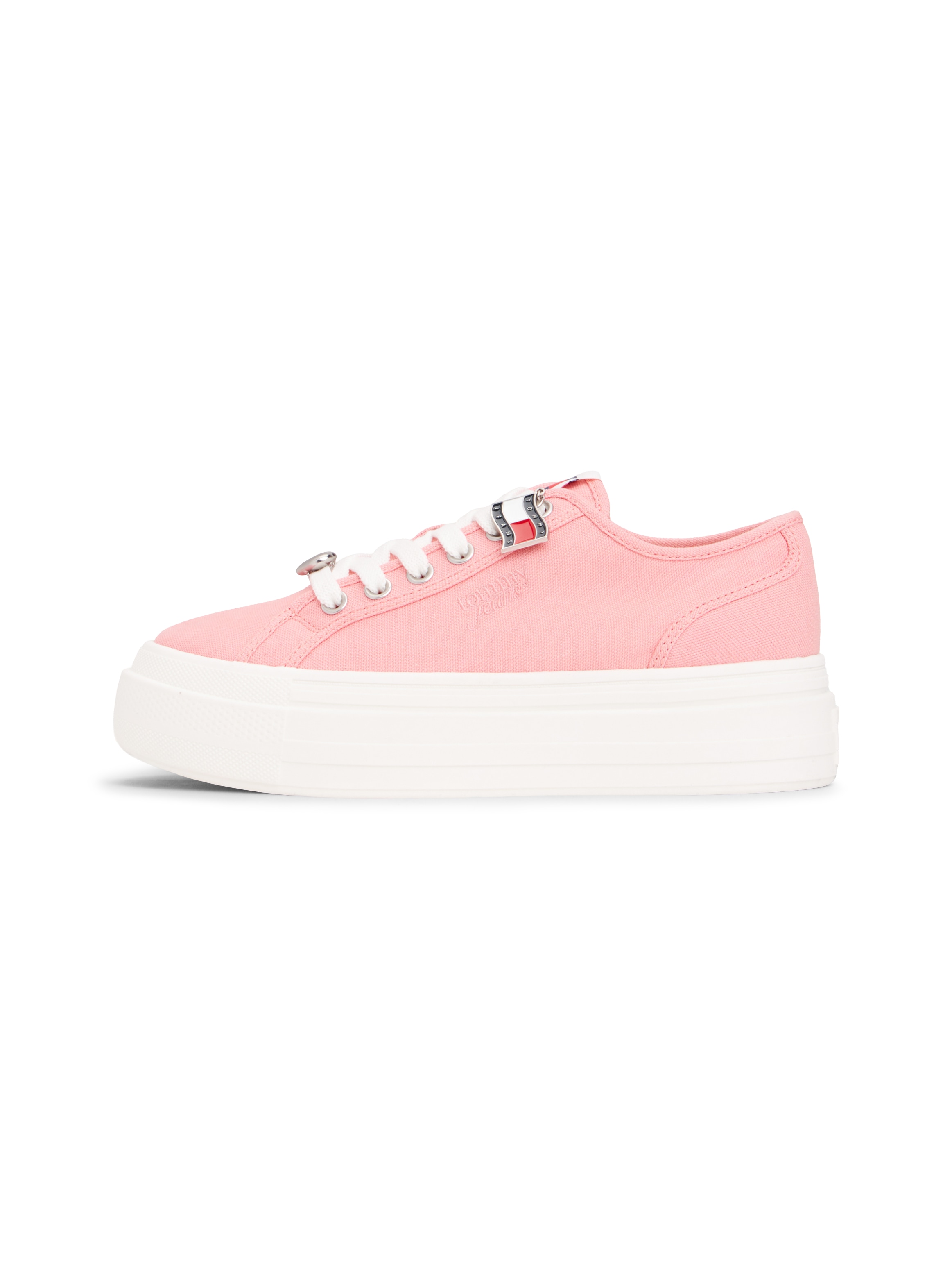 Tommy Jeans Baskets à plateforme »TJW FLATFORM SNEAKER CHARMS«  Chaussure basse, à lacets, chaussure de loisirs avec petit drapeau TJ en pendentif