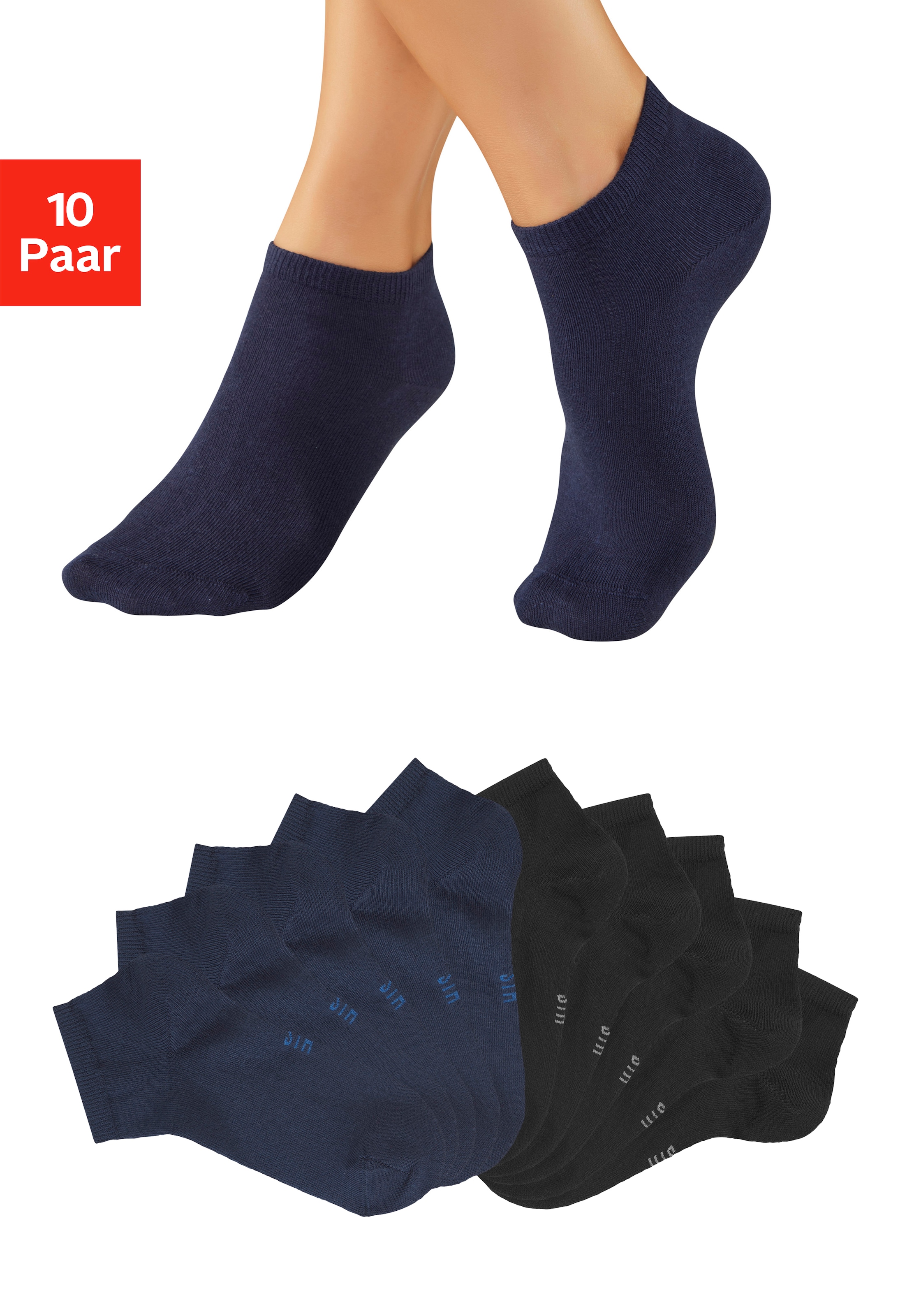 H.I.S Chaussettes courtes Packung, 10 Couple tlg. mit verstärkter Ferse und Spitze