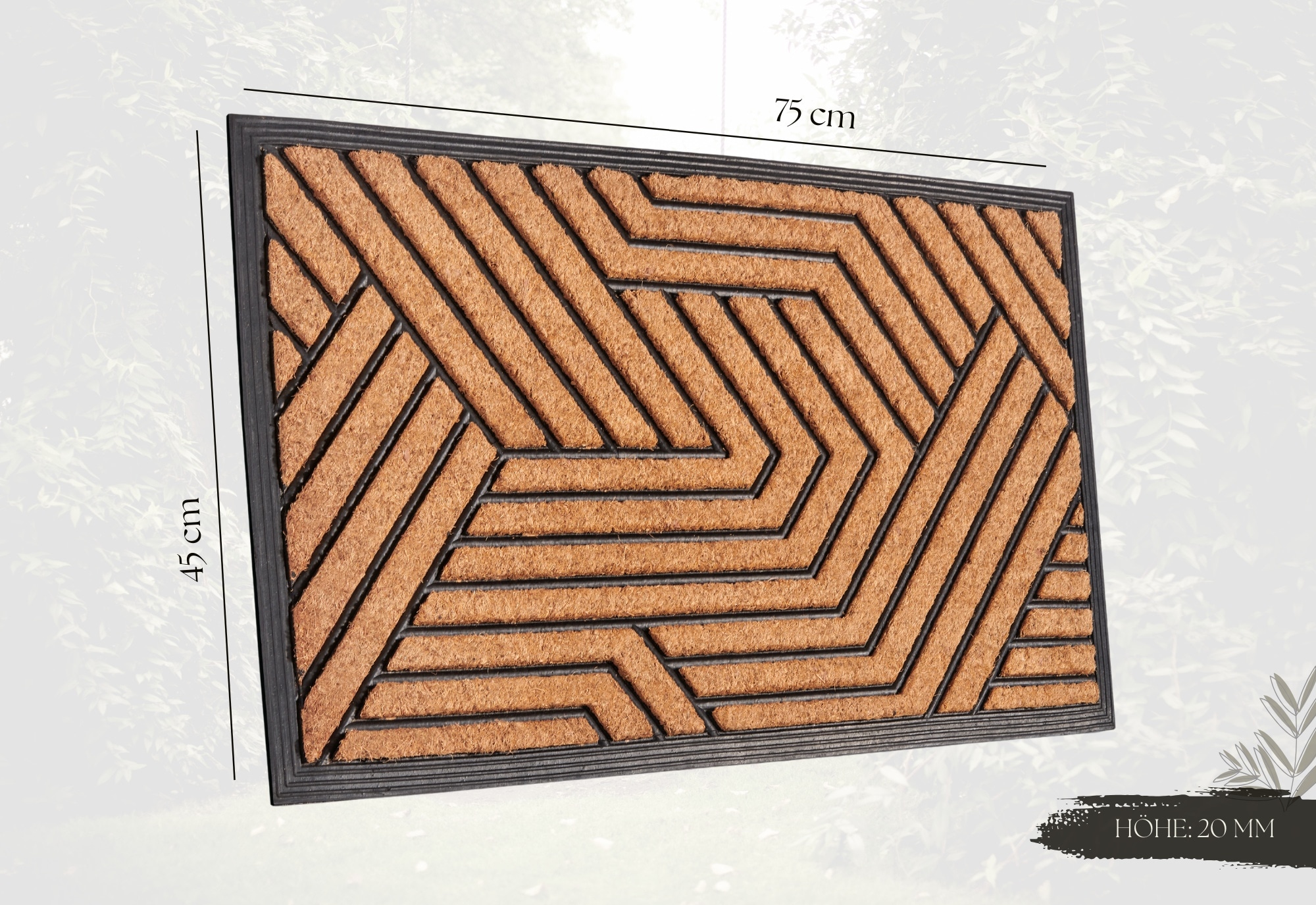 HANSE Home Fussmatte »Mix Mats Gummi Kokos Labyrinth, Türmatte«, rechteckig, 20 mm Höhe, Strapazierfähig, pflegeleicht, robust, wetterfest, UV-beständig