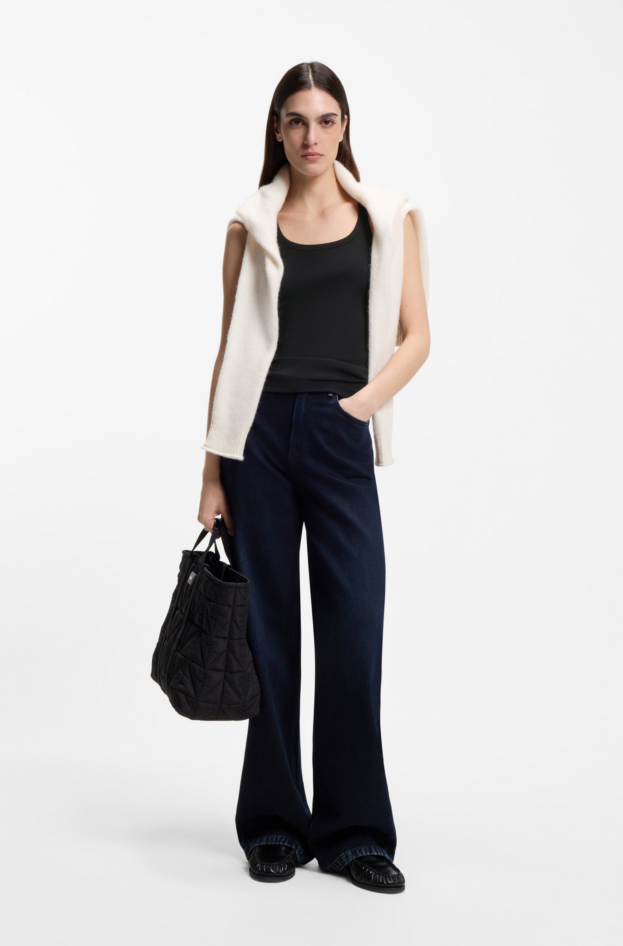 BOSS ORANGE Débardeur à côtes »Epetite Premium Damenmode« coupe slim avec broderie de logo