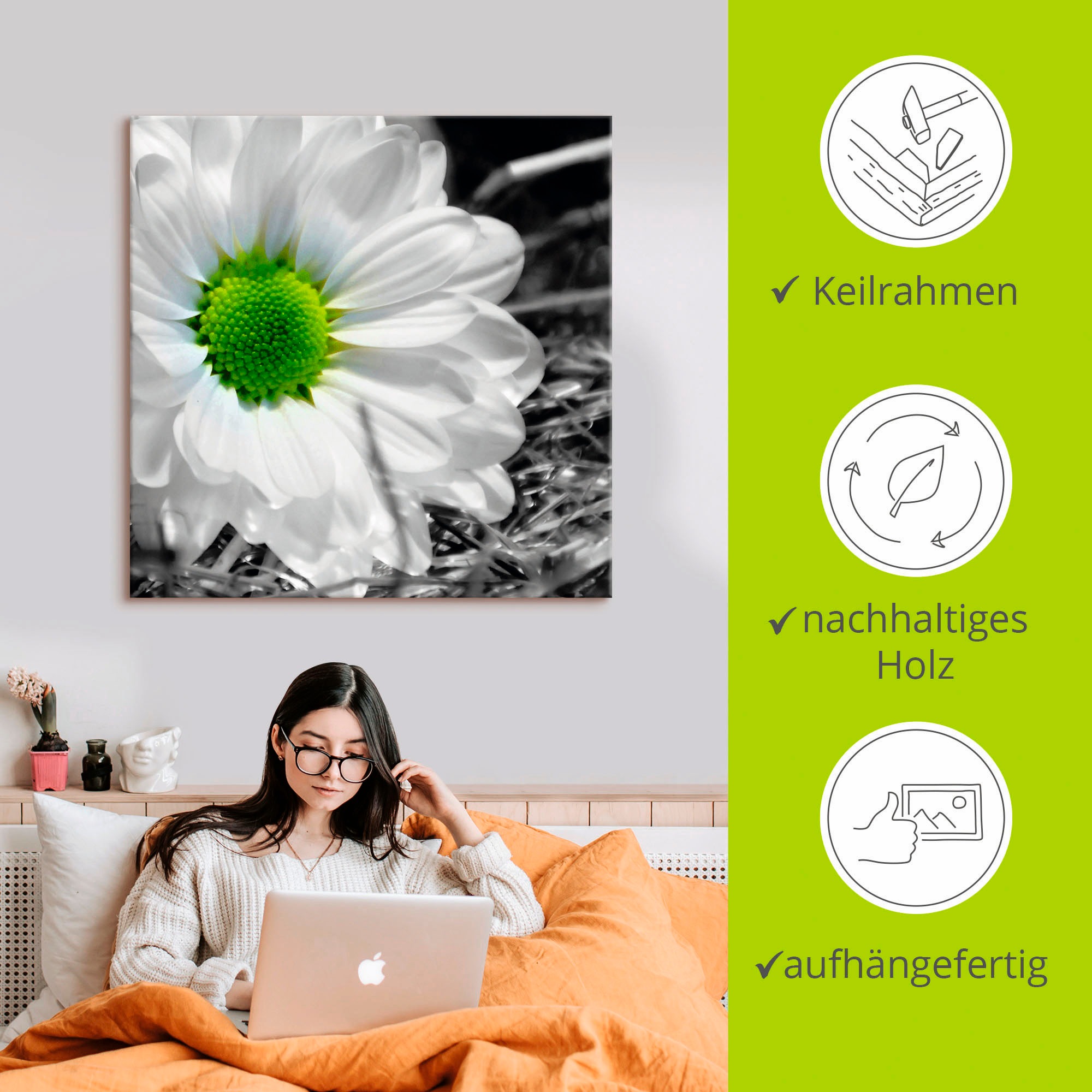 Artland Wandbild »Weisse Blume«, Blumen, (1 St.), als Leinwandbild, Wandaufkleber in verschied. Grössen