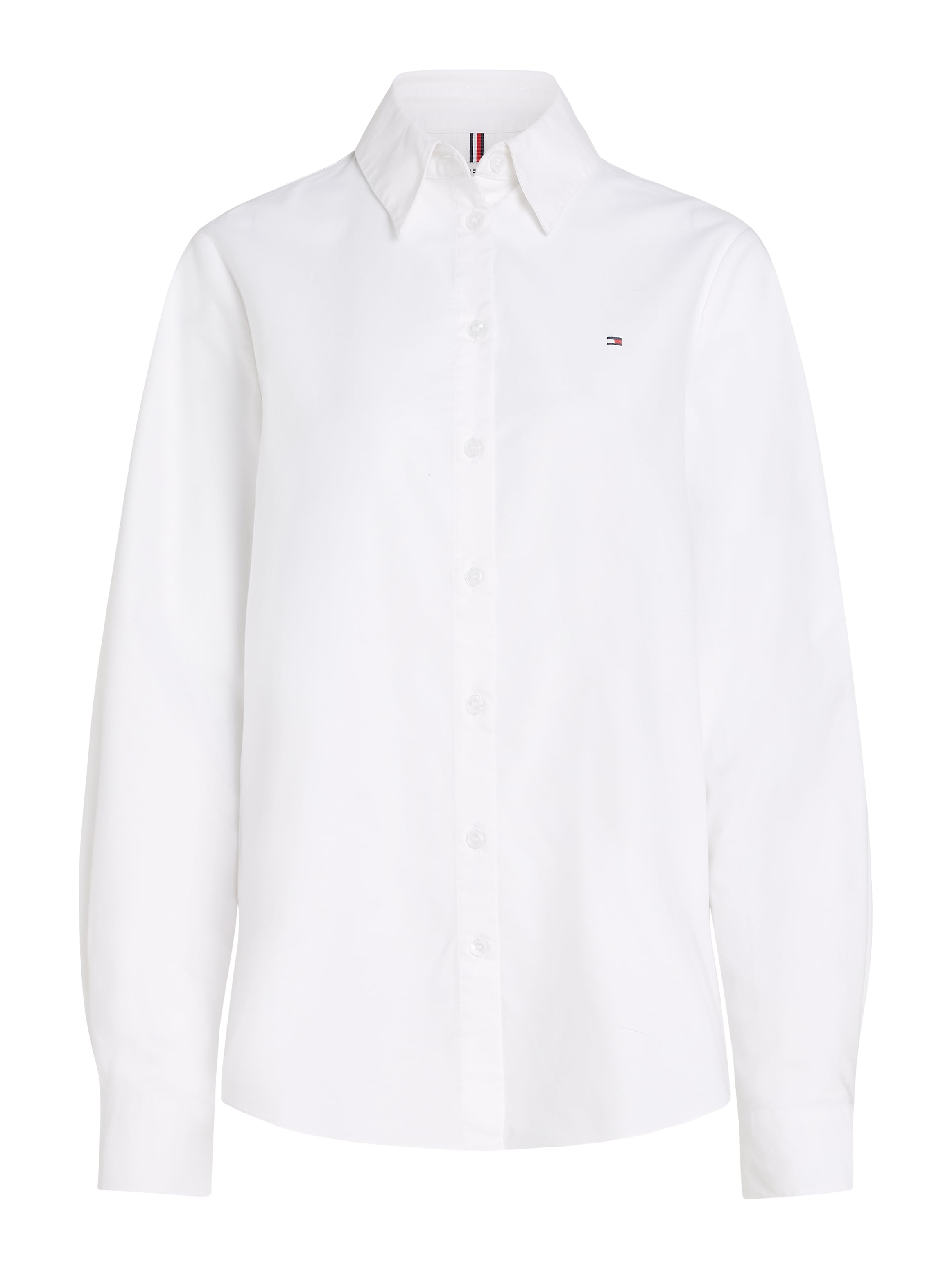 Tommy Hilfiger Hemdbluse »OXFORD RELAXED FIT SHIRT mit Hemdblusenkragen und Stickerei«, gestreift, klassisch, relaxed fit, Baumwolle, Kragen