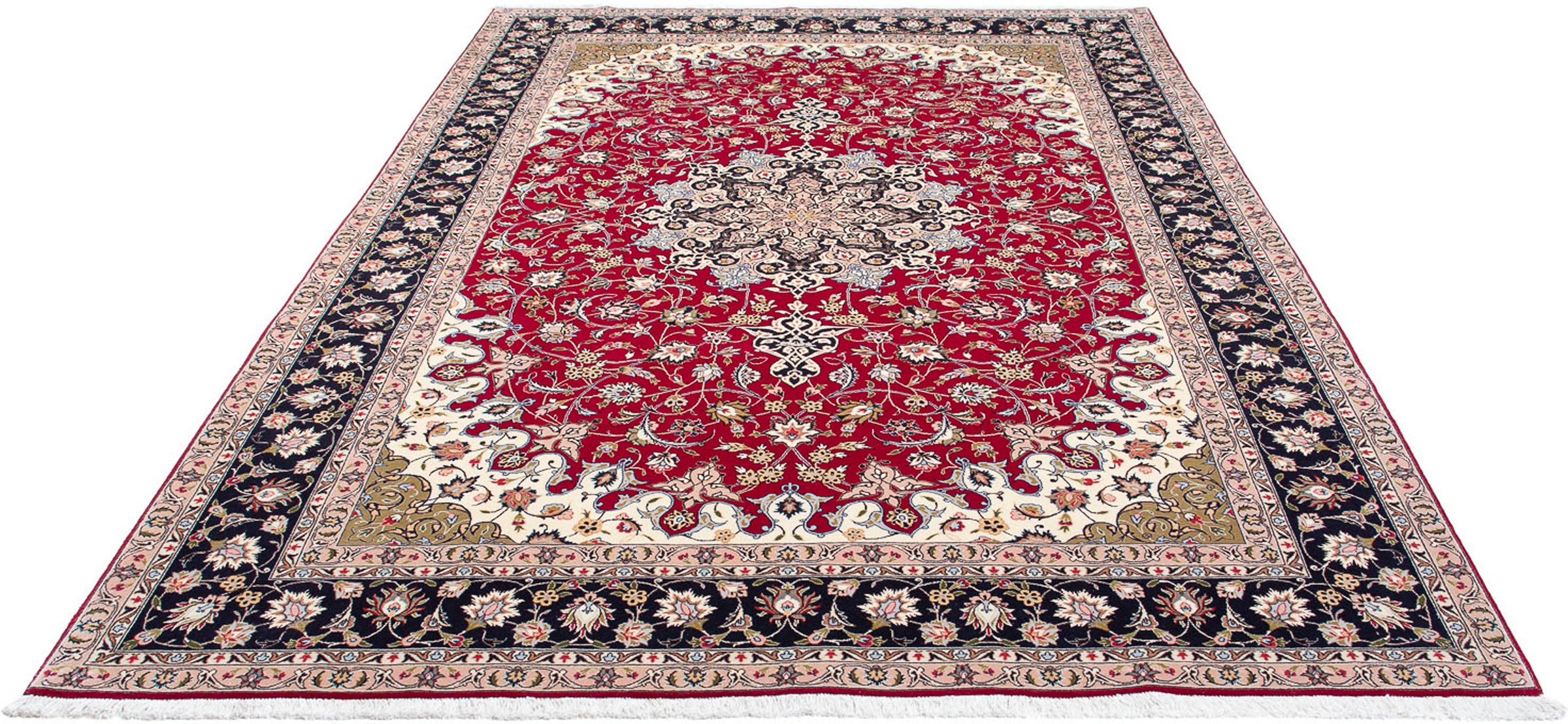 Image of morgenland Orientteppich »Perser - Täbriz - Royal - 316 x 204 cm - rot«, rechteckig, 7 mm Höhe, Wohnzimmer, Handgeknüpft, Einzelstück mit Zertifikat bei Ackermann Versand Schweiz