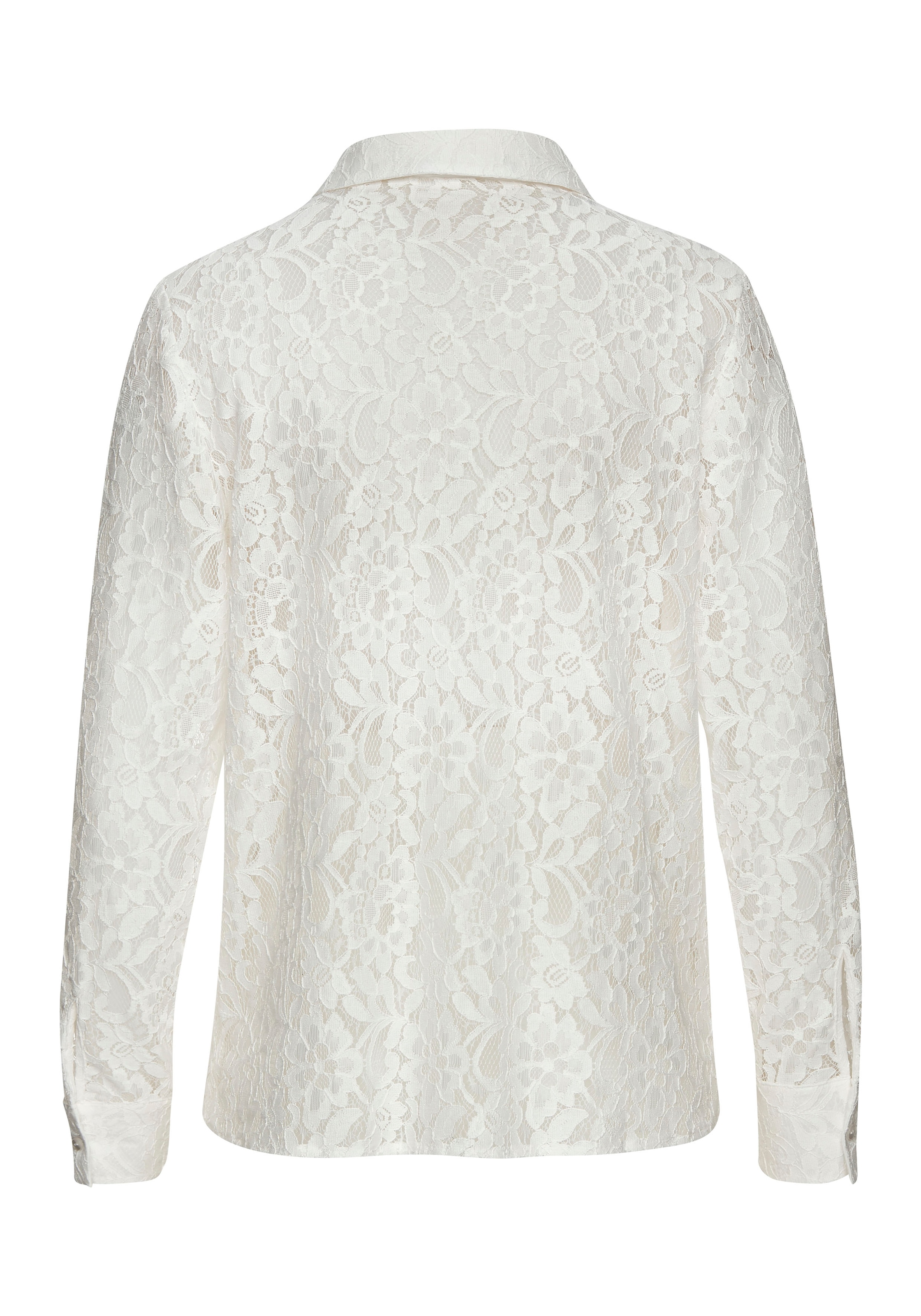 LASCANA Spitzenbluse, mit Hemdblusenkragen, Spitzenbluse, transparente Bluse, festlich