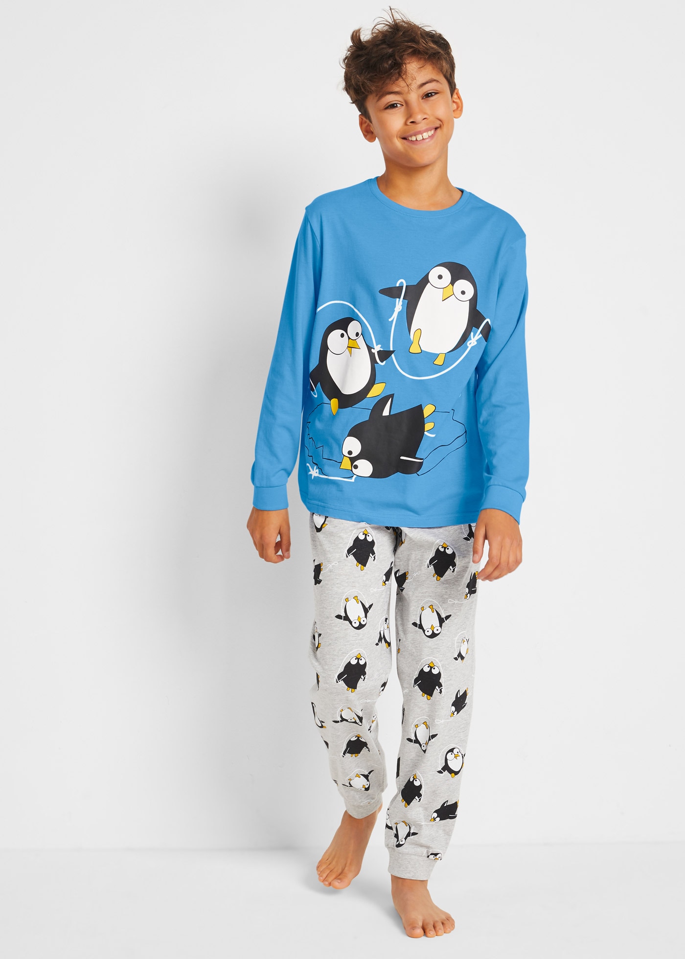 Image of bonprix Pyjama "Pyjama mit weicher Baumwolle (2-tlg.Set)" Set, 2 tlg. zweiteiliges Set, weiche Bündchen an Ärmeln und Halsausschnitt