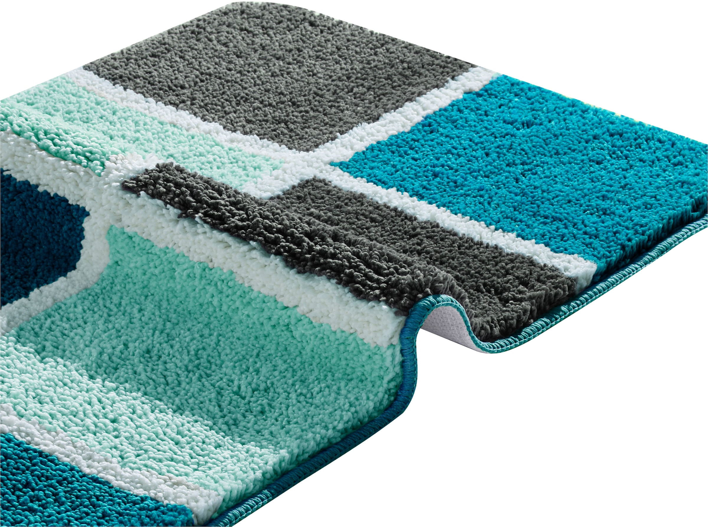 my home Badematte »Anna mit Kachelmuster, Badvorleger, Badezimmer Teppich, Duschvorleger«, rutschhemmend beschichtet, strapazierfähig, Badteppich, Hoch-Tief Effekt, Modern, Weich