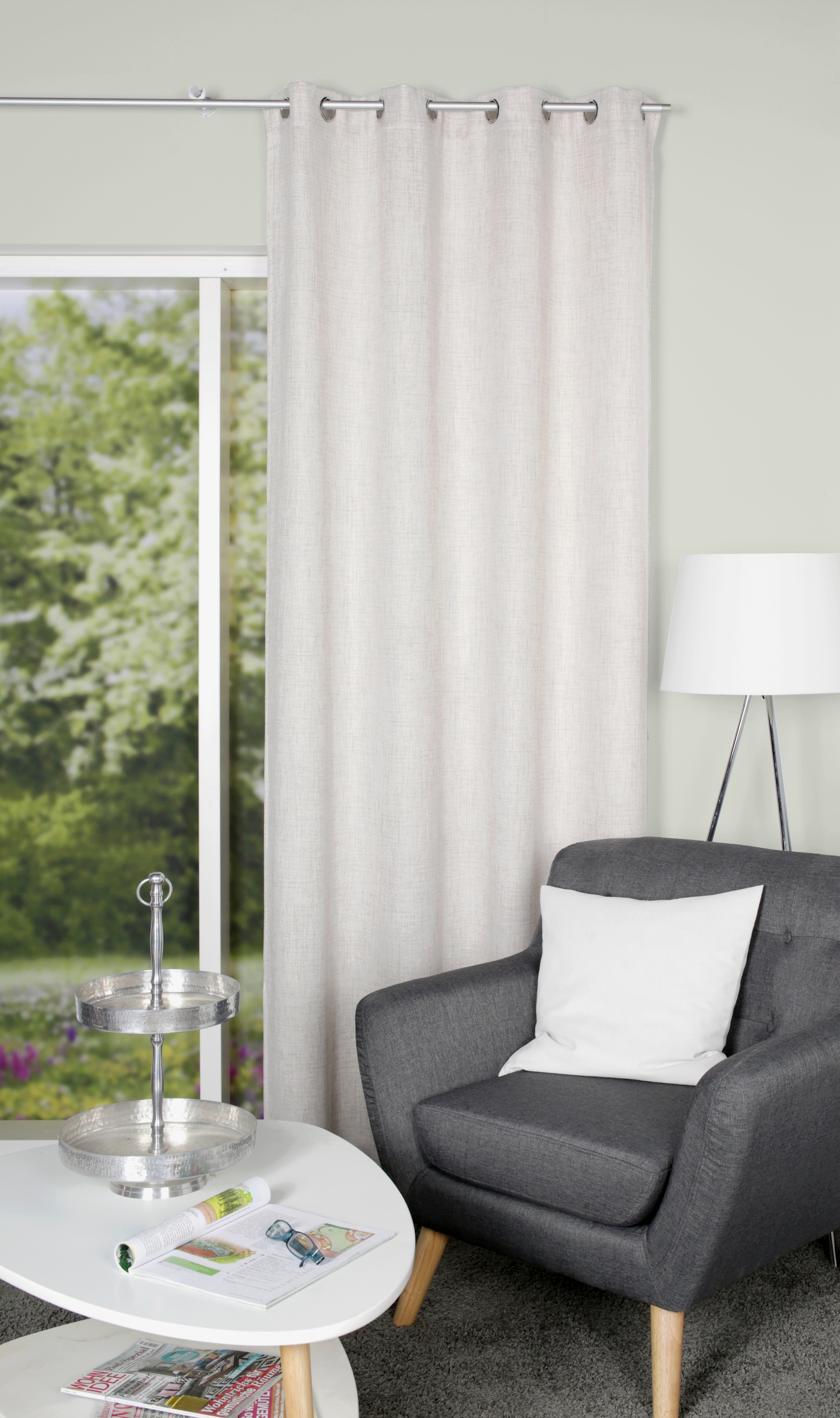 Image of HOME WOHNIDEEN Gardine "LINORA" Ösen 1 Stk. tlg. DEKO, LEINENSTRUKTUR, UNI, ÖSEN