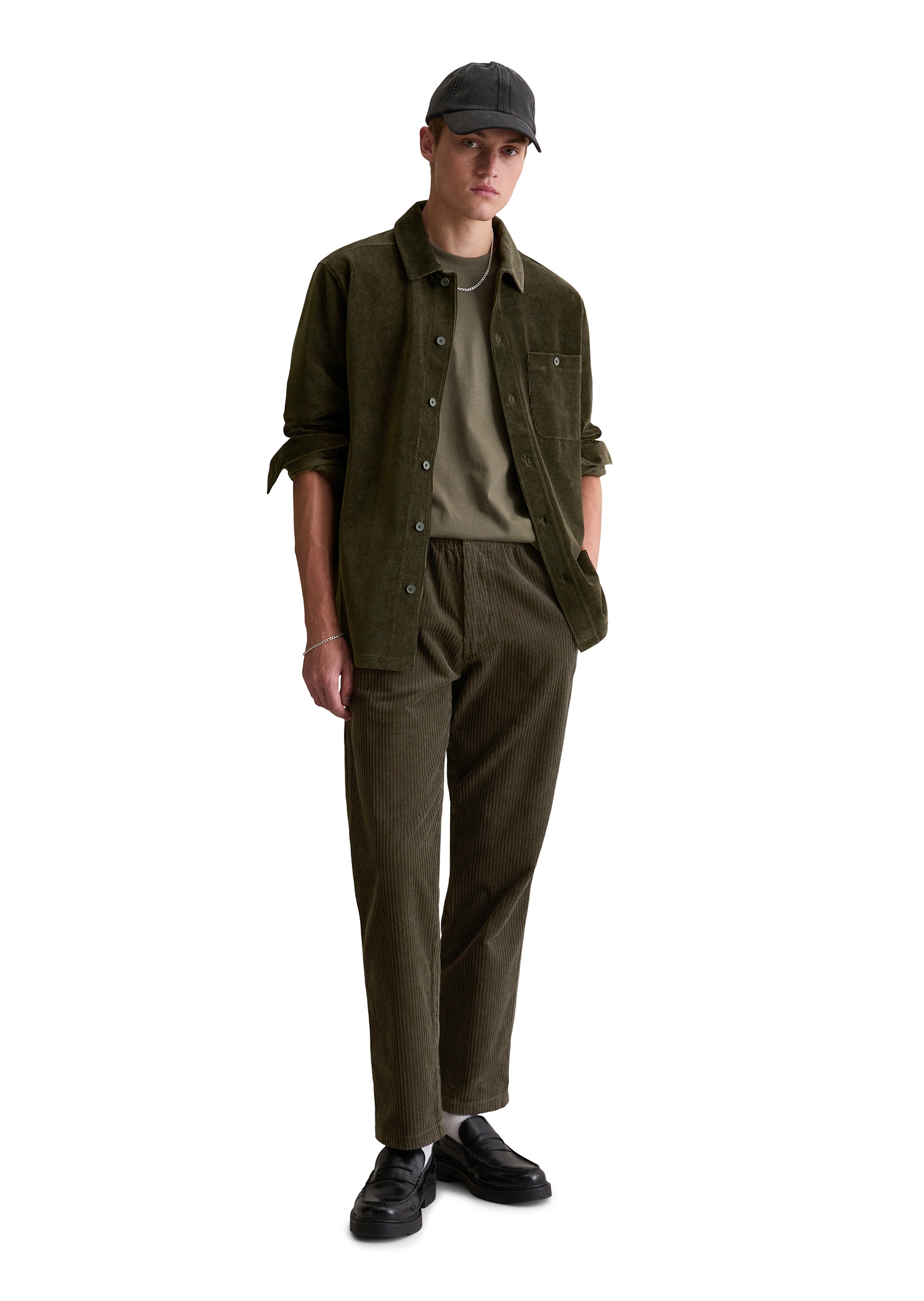 Marc O'Polo DENIM Langarmshirt, aus softem Frottee-Cord, relaxed fit, Kentkragen