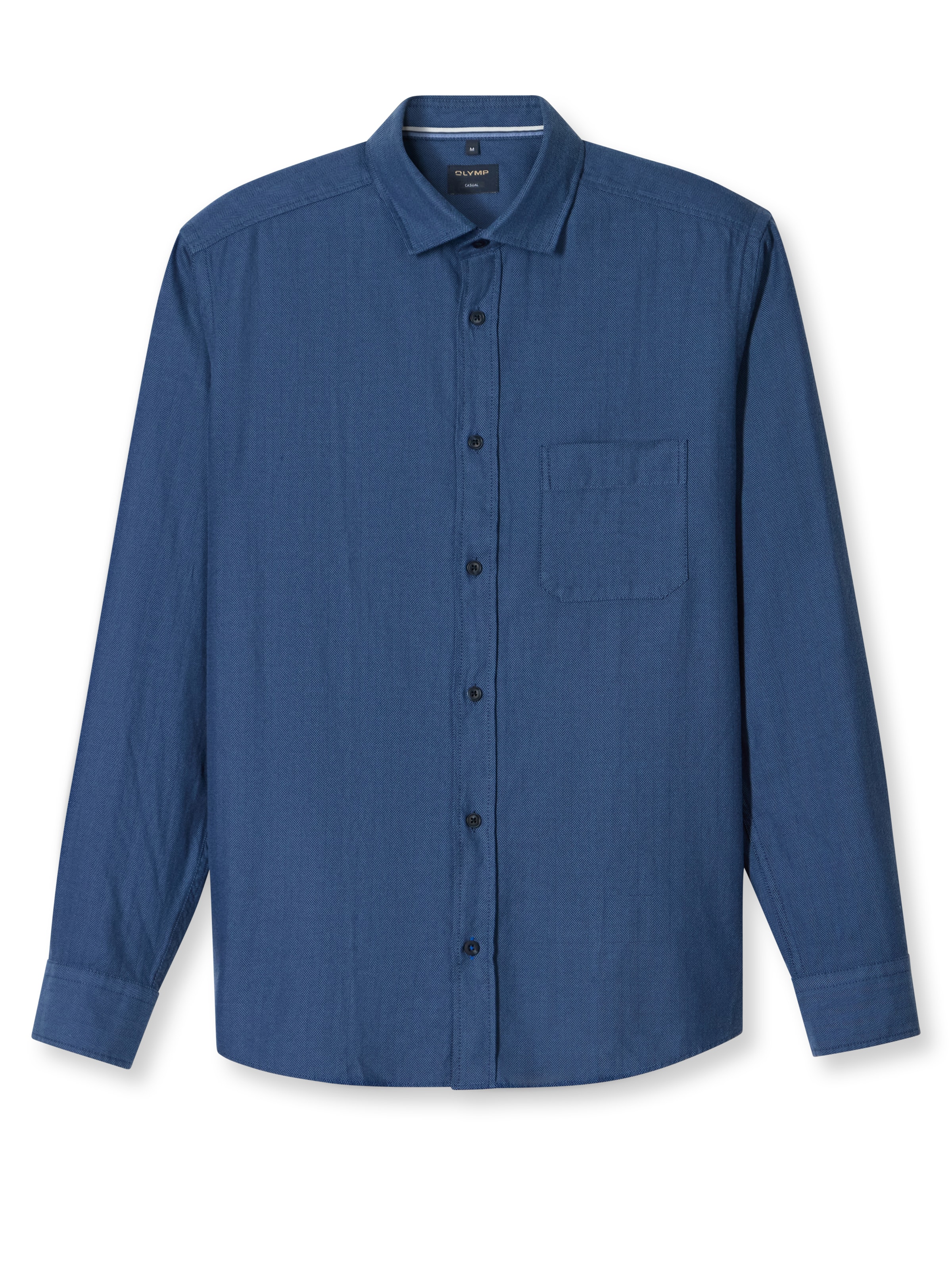 Image of OLYMP Flanellhemd casual, modern fit, Kentkragen, unifarben
