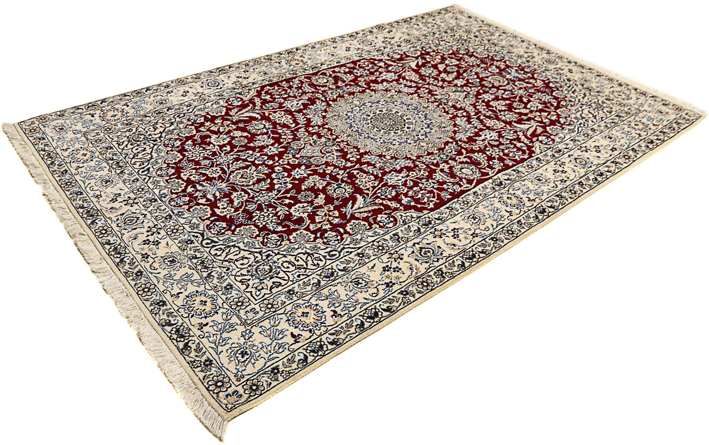 Image of morgenland Orientteppich »Perser - Nain - Royal - 248 x 148 cm - dunkelrot«, rechteckig, 10 mm Höhe, Wohnzimmer, Handgeknüpft, Einzelstück mit Zertifikat bei Ackermann Versand Schweiz