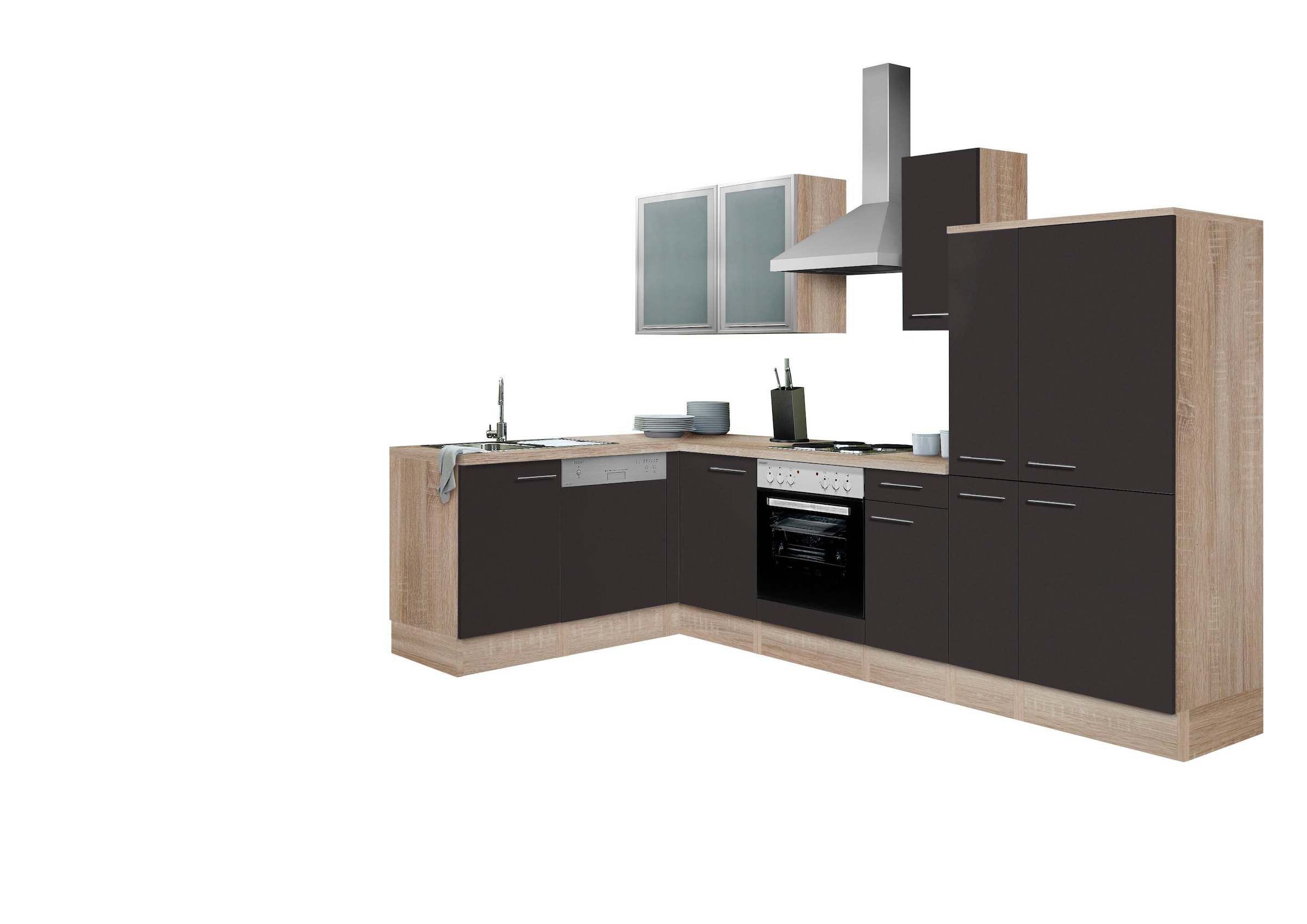 OPTIFIT Winkelküche »Kalmar«, Stellbreite 300x175 cm, wahlweise mit E-Geräten, mit Arbeitsplatte