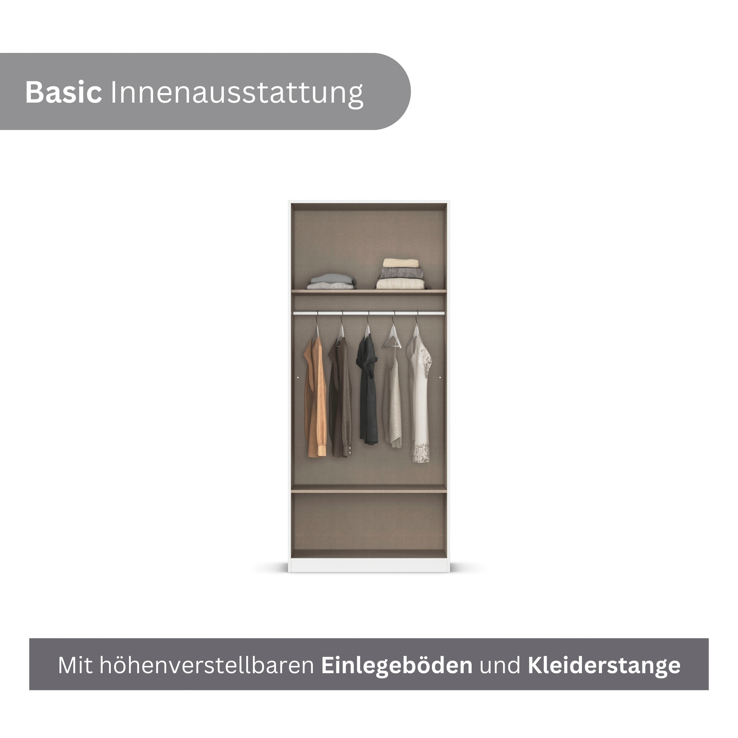 rauch Armoires à vêtements »Schrank Garderobe Ankleide GAMMA Breiten 91/136/181/226/271/315/360 cm« En 3 configurations BASIC/CLASSIC/PREMIUM (avec fonction SOFT-CLOSE),  différentes variantes de poignée, avec miroir TOPSELLER MADE IN GERMANY