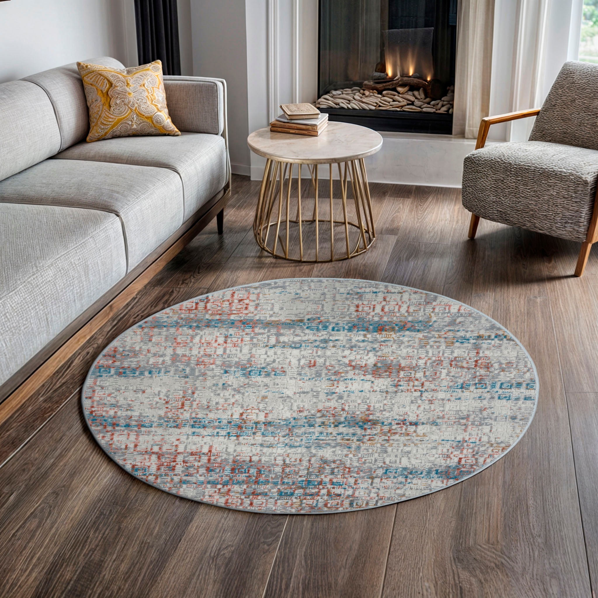 Image of GOODproduct Teppich "Myrah" rund 8 mm Höhe Kurzflor, modernes Design, pflegeleicht, Wohnzimmer