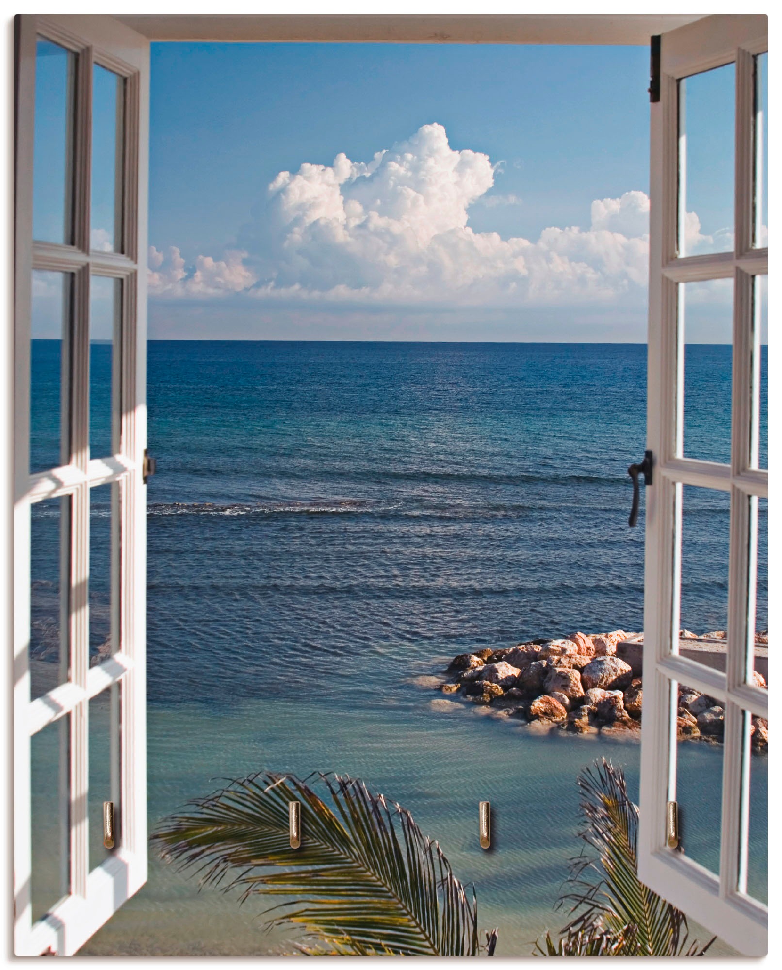 Image of Artland Hakenleiste »Fenster zum Paradies«, aus Holz mit 4 Schlüsselhaken – Schlüsselboard, Schlüsselbretter, Schlüsselhalter, Schlüsselaufhänger für den Flur – Stil: Modern bei Ackermann Versand Schweiz