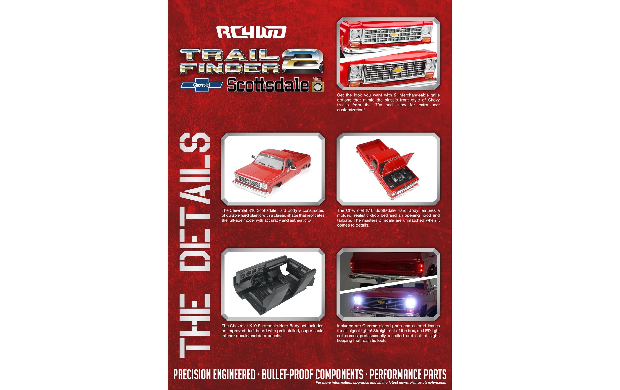 RC-Monstertruck »RC4WD Trail Finder 2 LWB Chevy K10 Rot, RTR,«, Lackiert