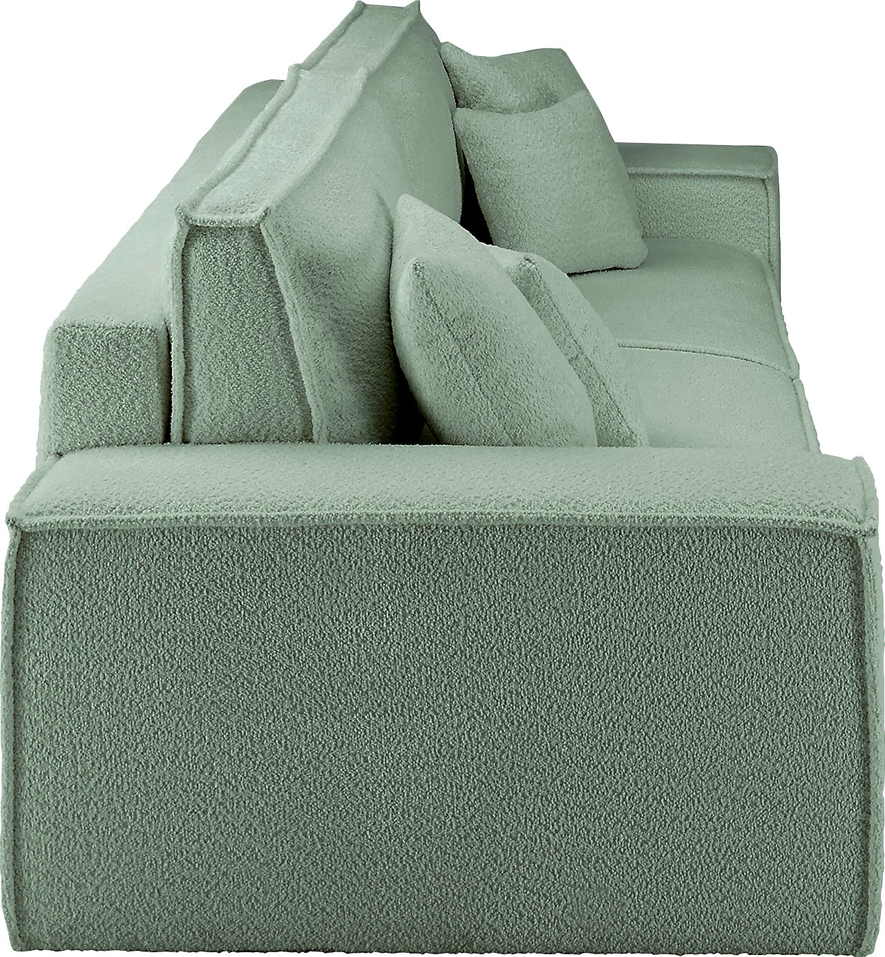 andas 3-Sitzer »FINNLEY Schlafsofa 257 cm, Schlaffunktion mit Bettkasten (200/136cm),«, in Aqua Clean-Bouclé u. Struktur fein