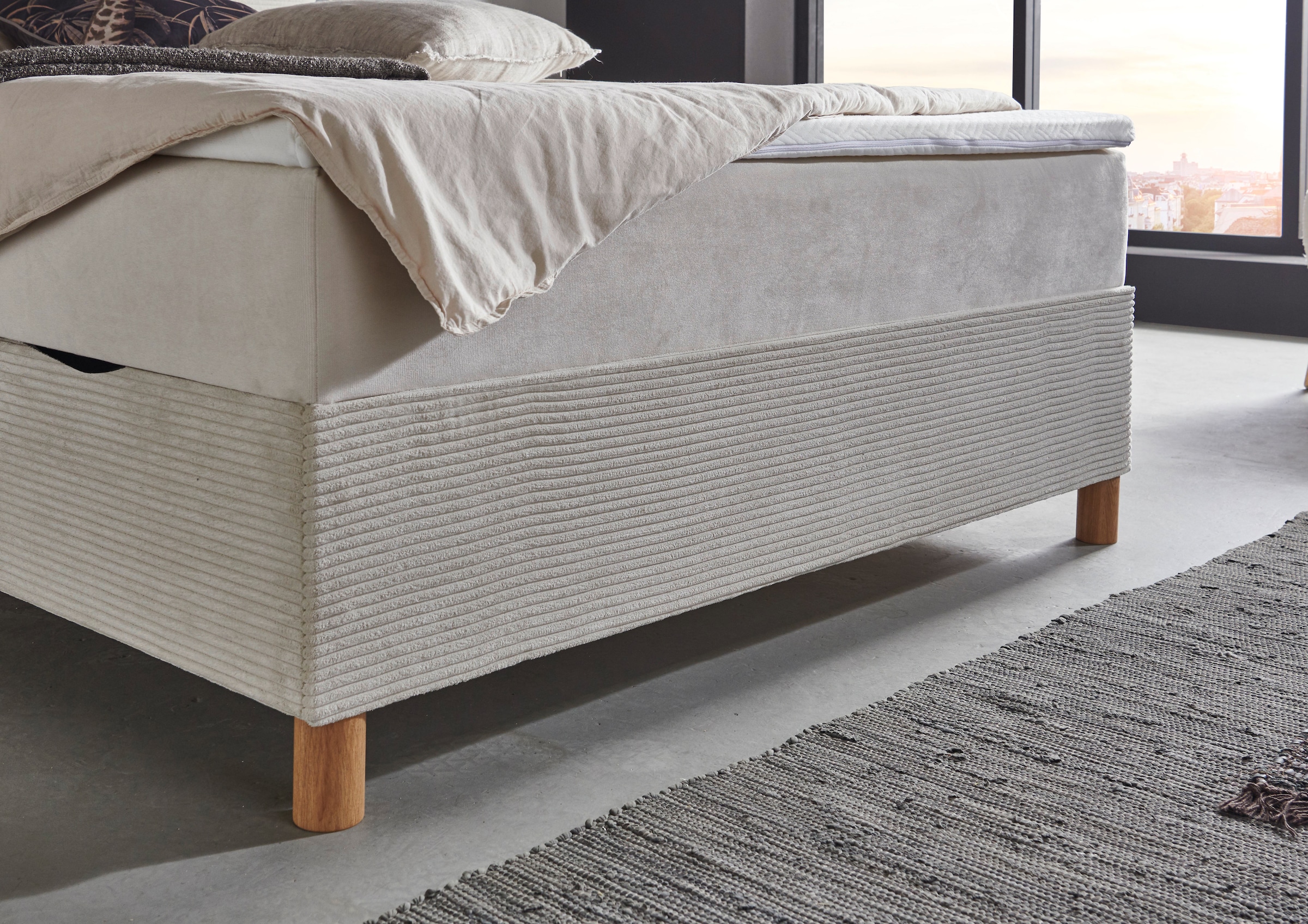 meise.möbel Lit de boxe »Korsika inkl. Bettkasten, mit Cord-Stoff bezogen«