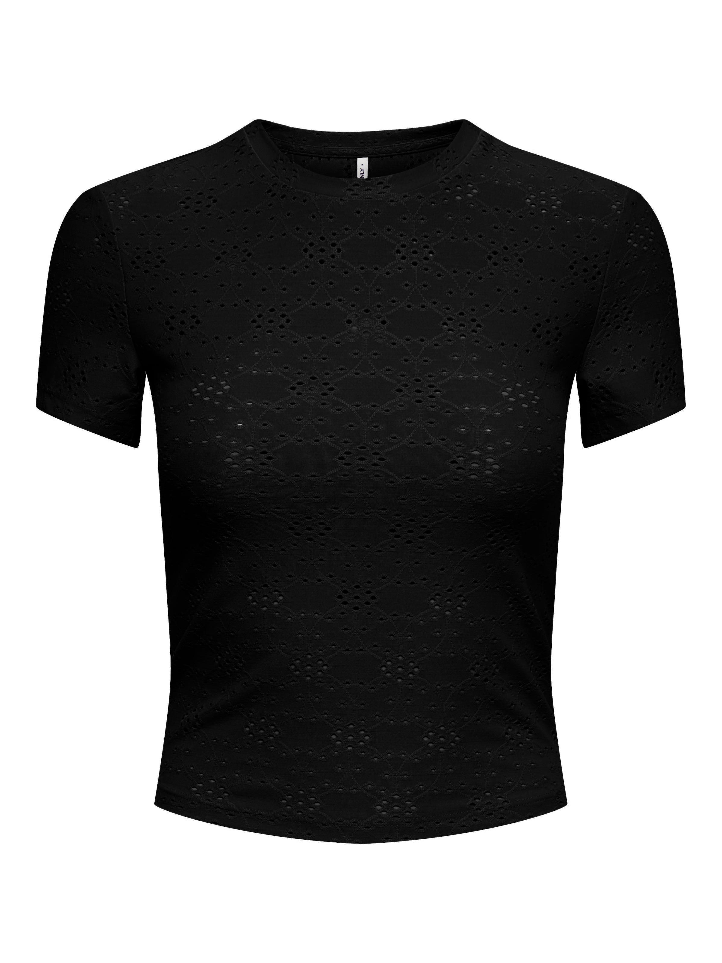 ONLY T-shirt »ONLSMILLA NEW S/S TOP JRS« mélange de matériaux, coupe slim, col rond