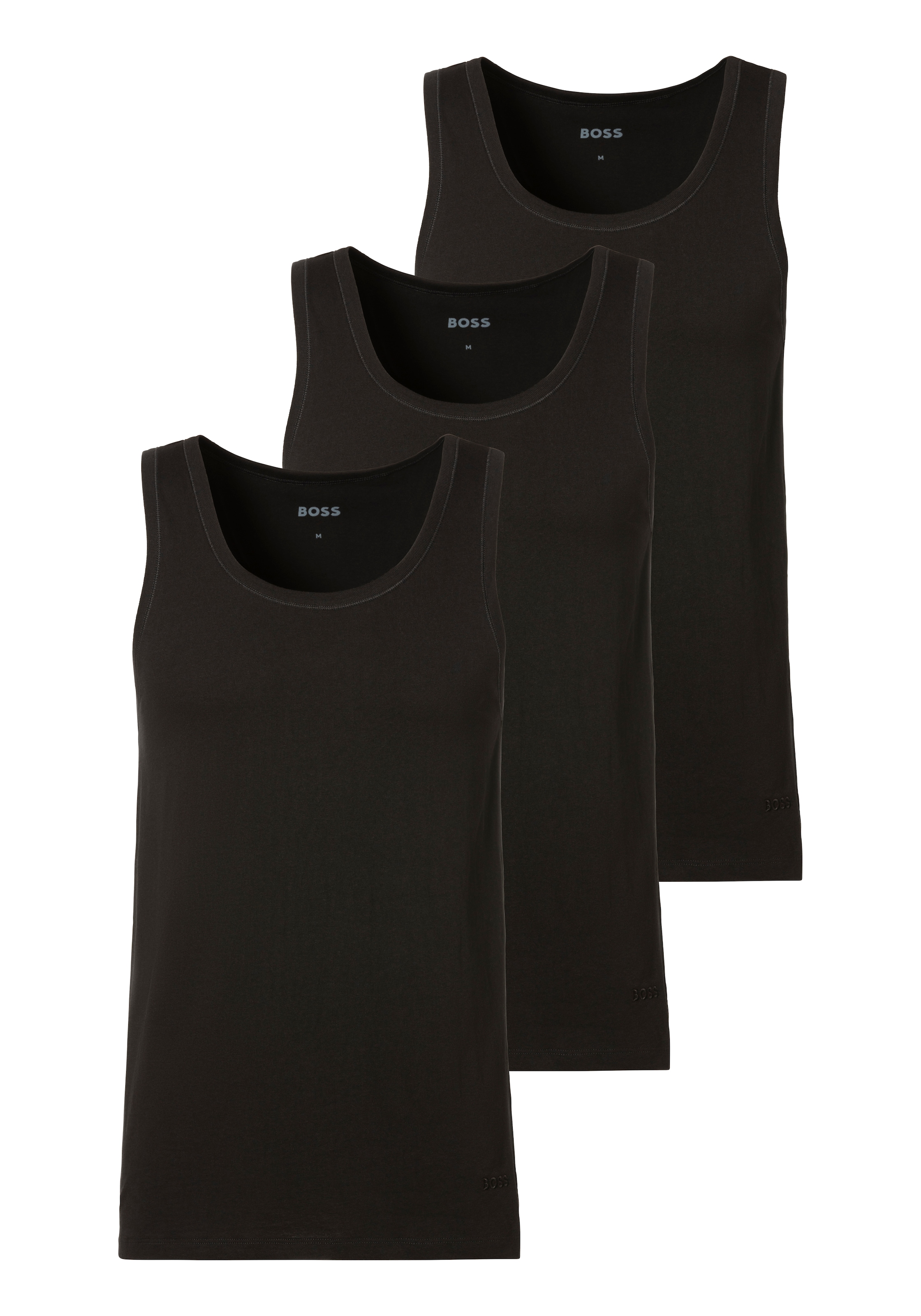 BOSS Unterhemd »Tank Top 3P CO«, (Packung, 3 St.), mit Rippbündchen